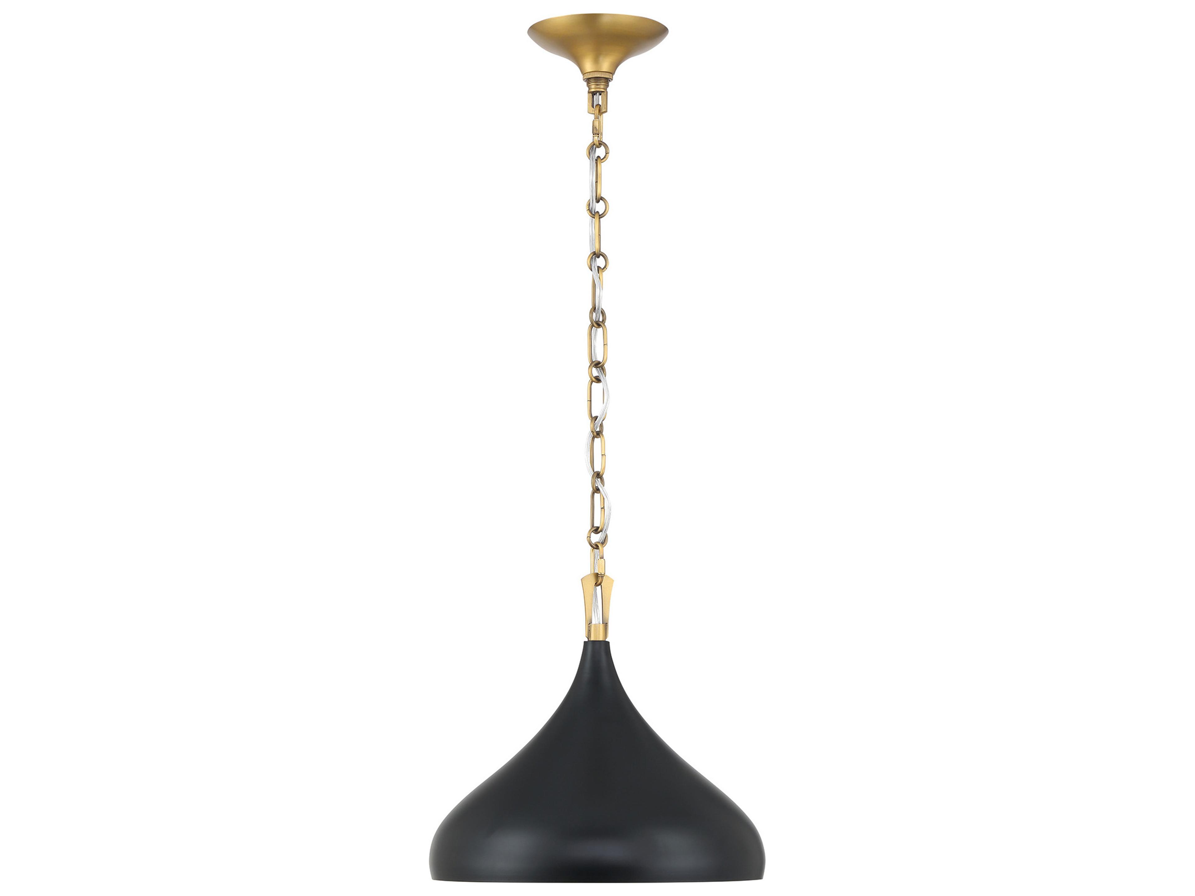 Minka Lavery Cedar Lane 1-Light Legacy Brass Matte Coal Black Dome Pendant