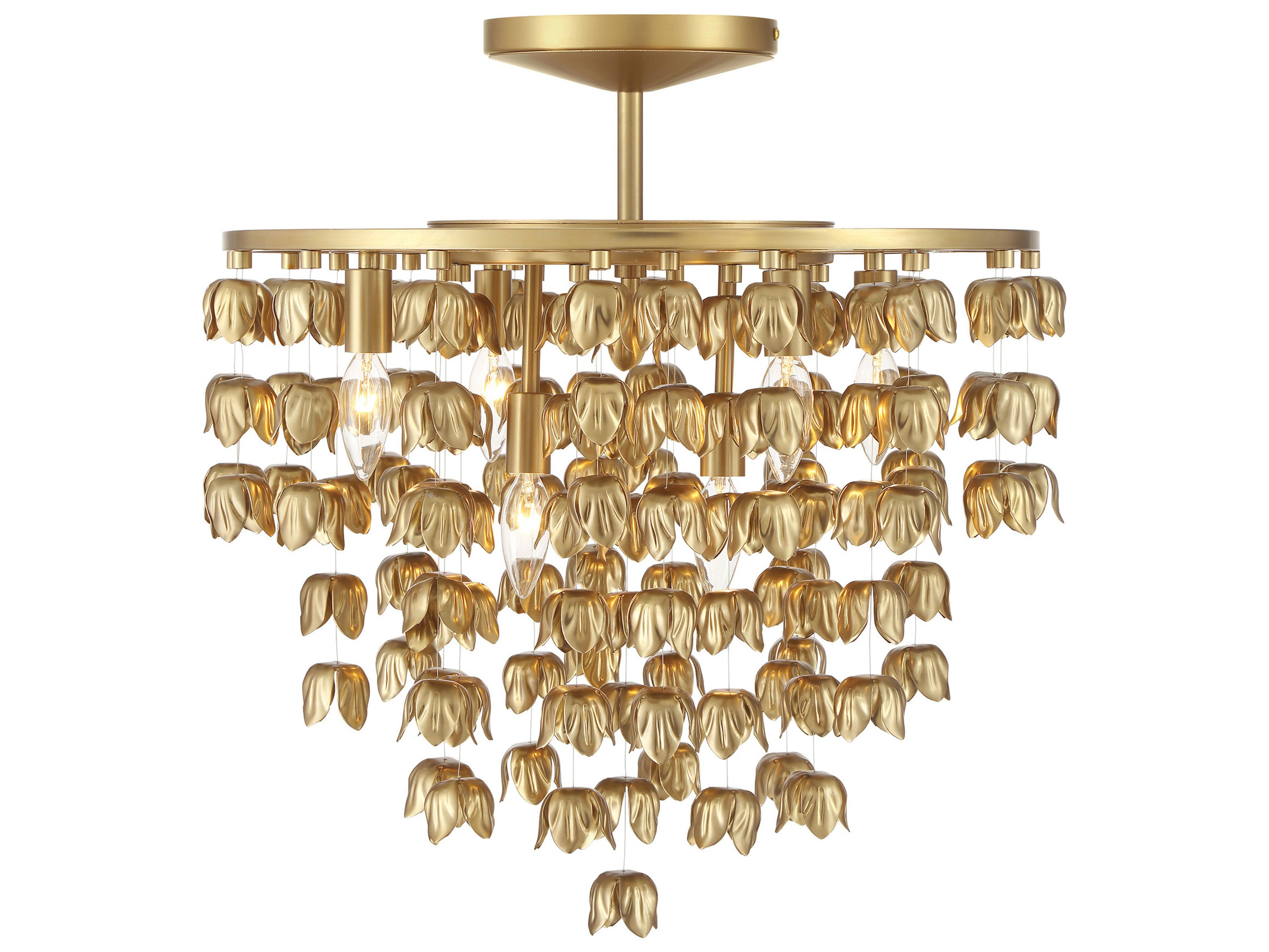 Minka Lavery Ashgrove 6-Light Legacy Brass Tiered Semi Flush Mount