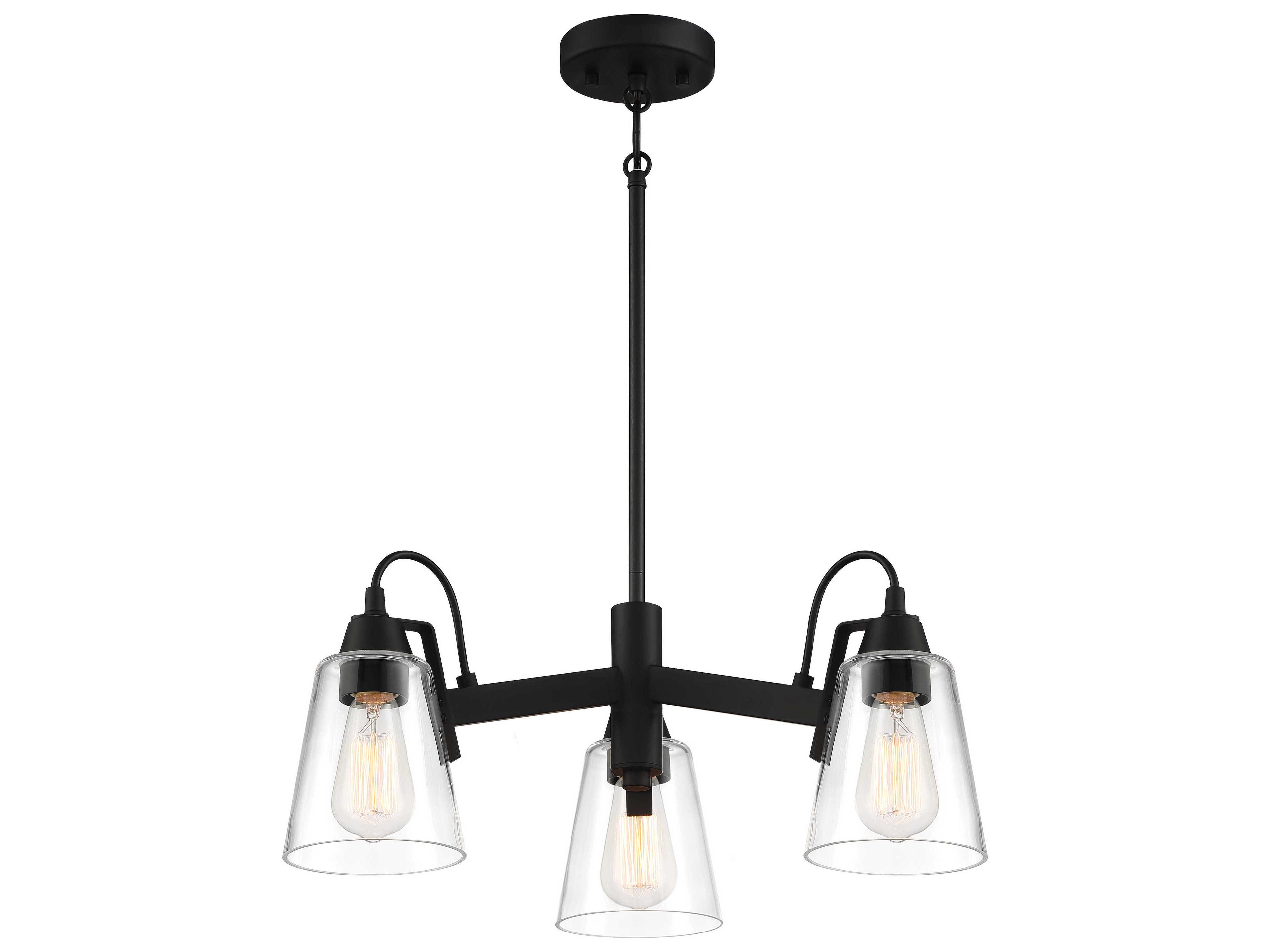 Minka Lavery Beckonridge 3-Light Coal Black Glass Bell Chandelier