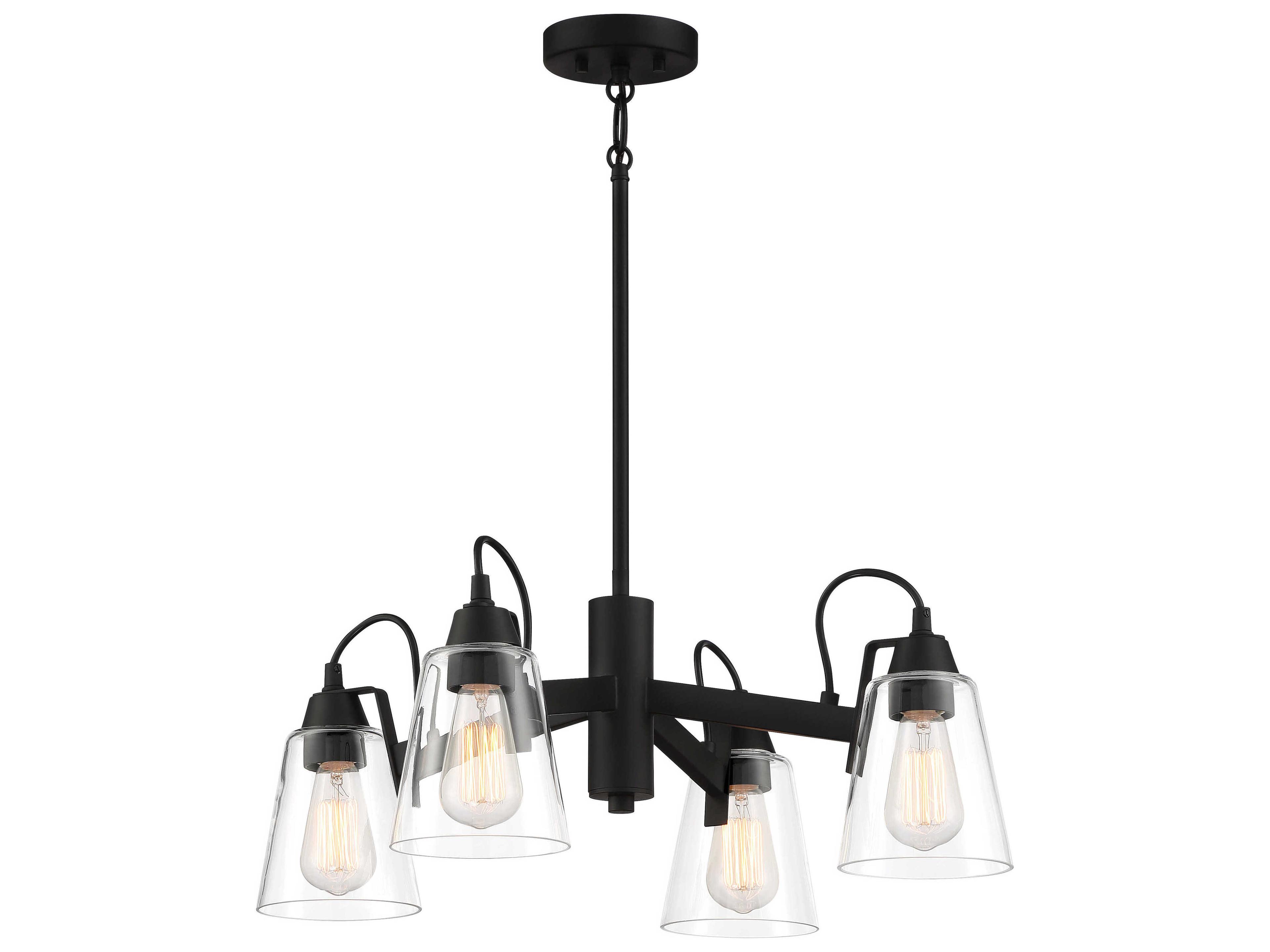Minka Lavery Beckonridge 4-Light Coal Black Glass Bell Chandelier