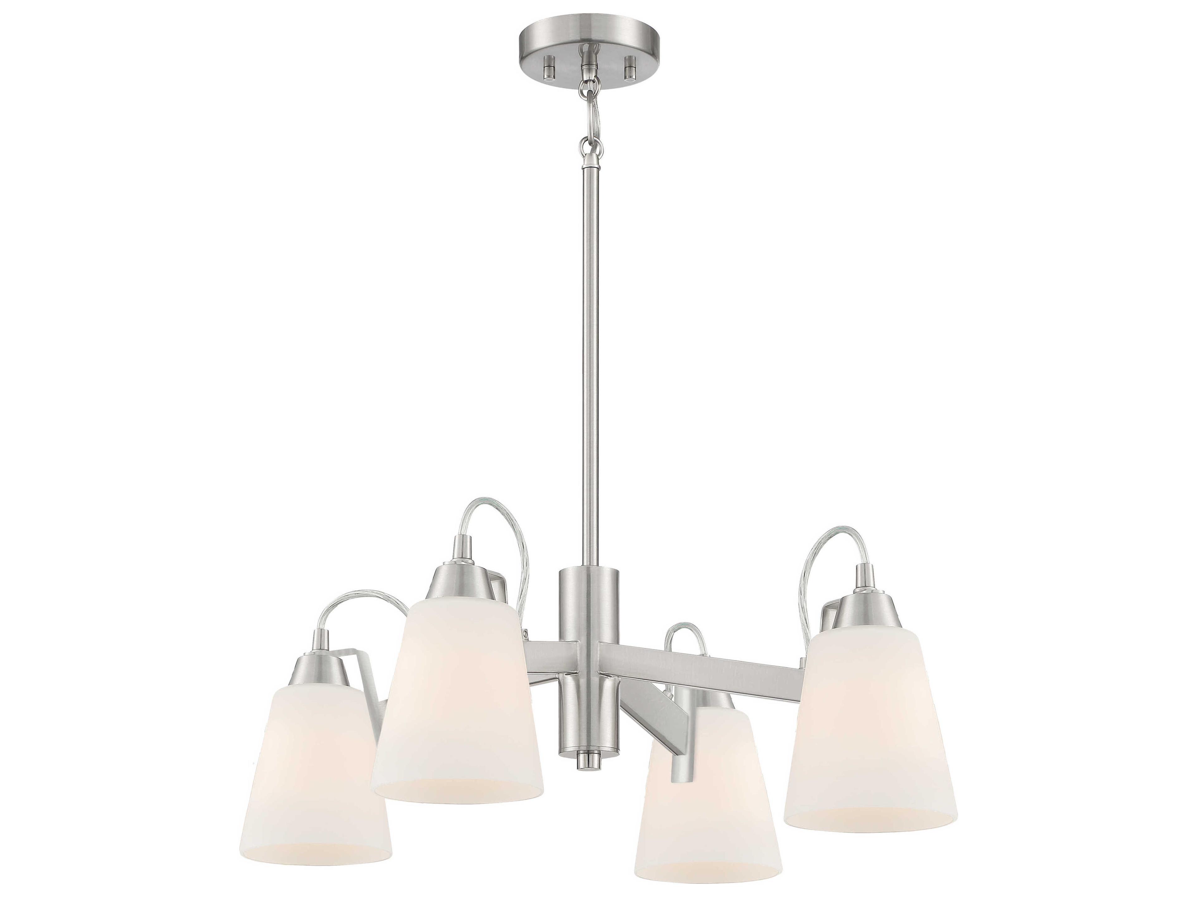 Minka Lavery Beckonridge 4-Light Brushed Nickel Glass Bell Chandelier