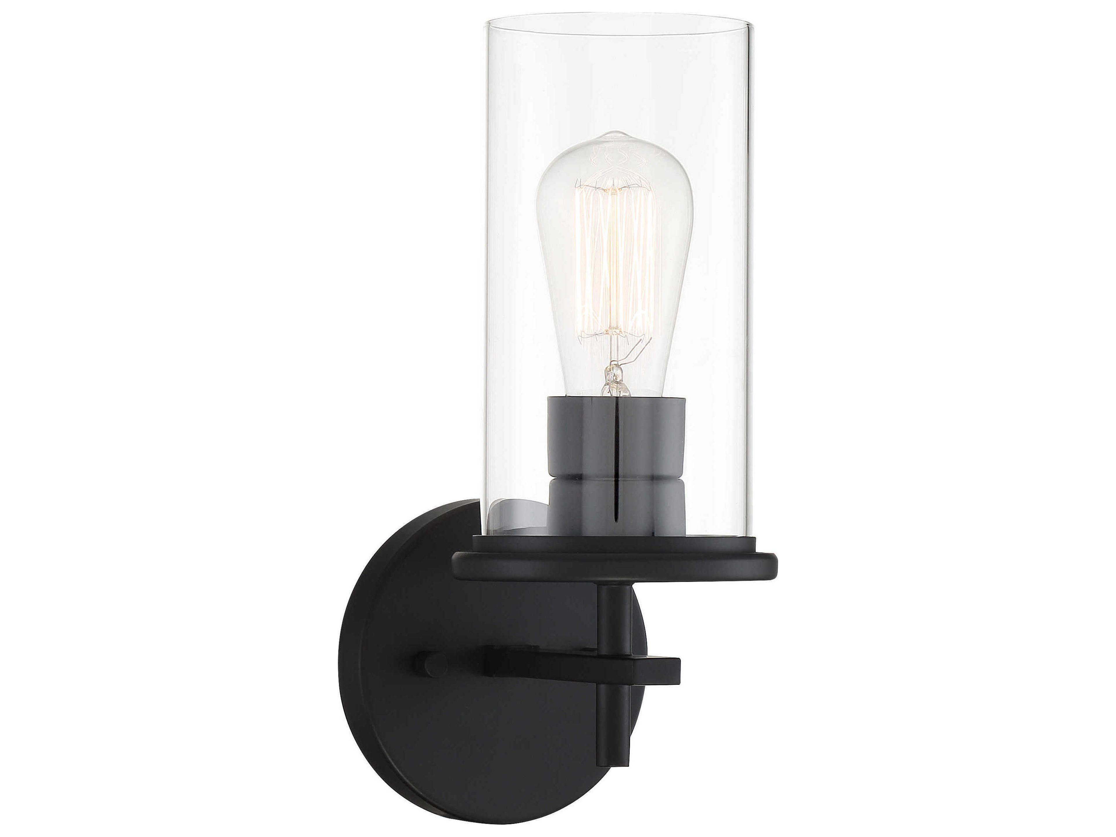 Minka Lavery Haisley 1-Light Coal Black Glass Wall Sconce