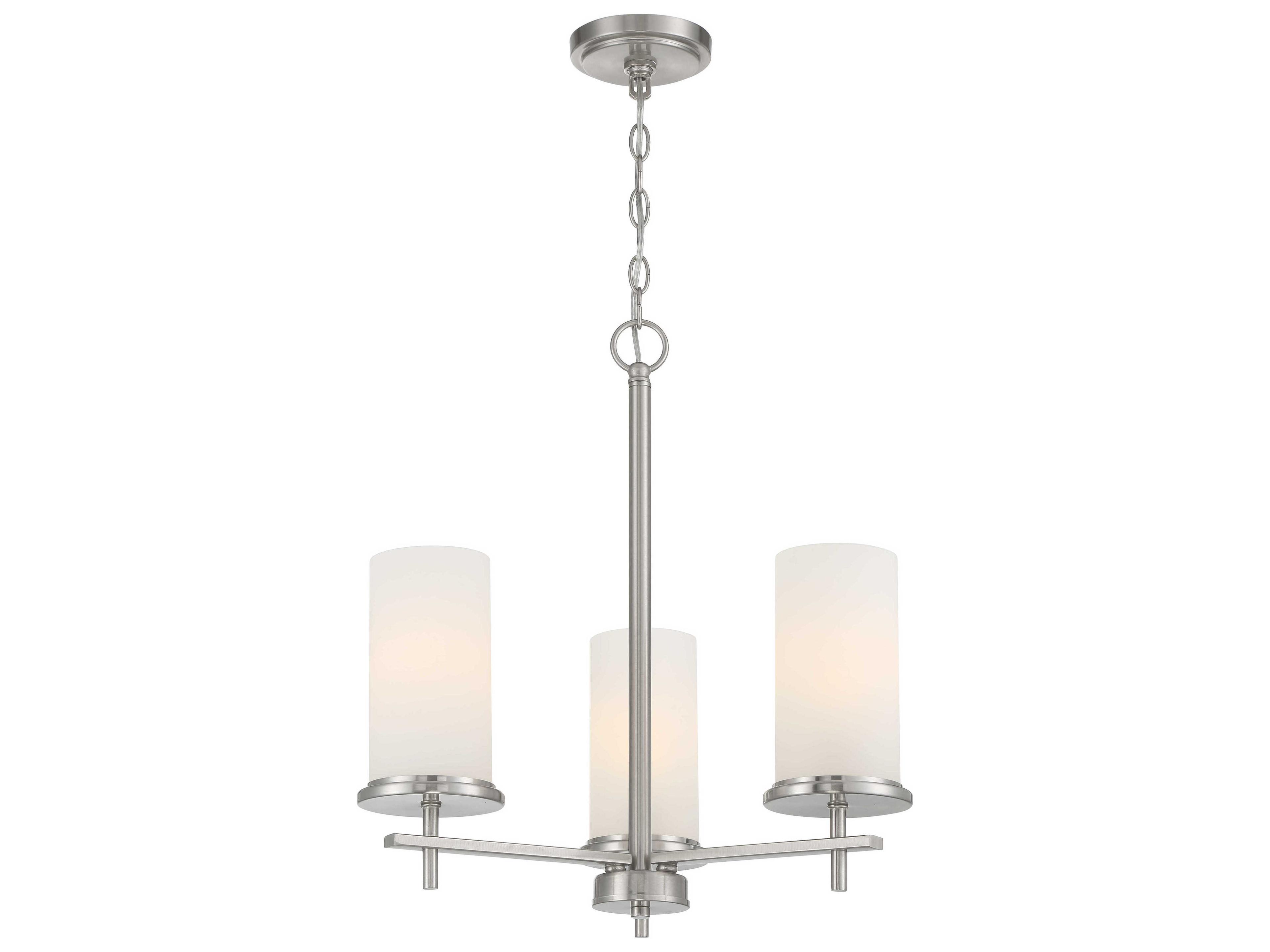Minka Lavery Haisley 3-Light Brushed Nickel Glass Cylinder Chandelier