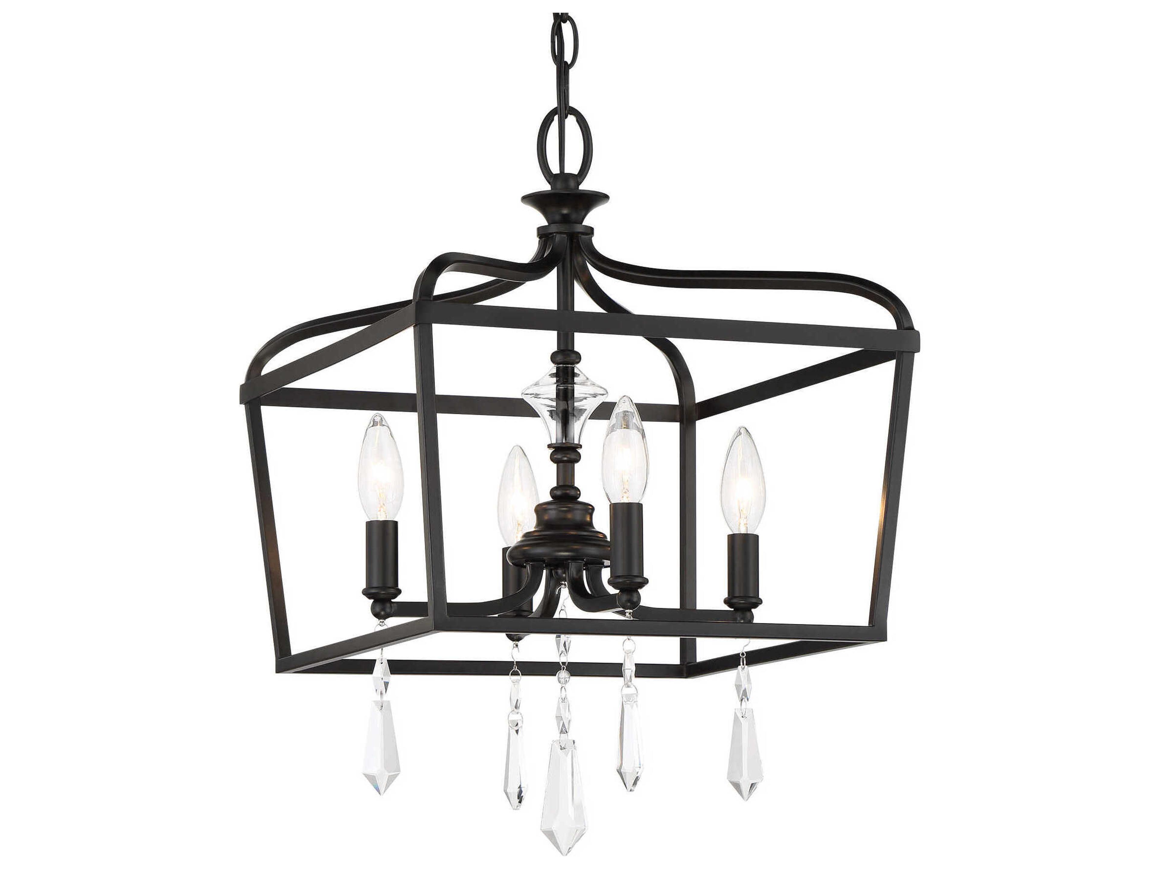 Minka Lavery Laurel Estate 4-Light Coal Black Crystal Glass Candelabra Chandelier