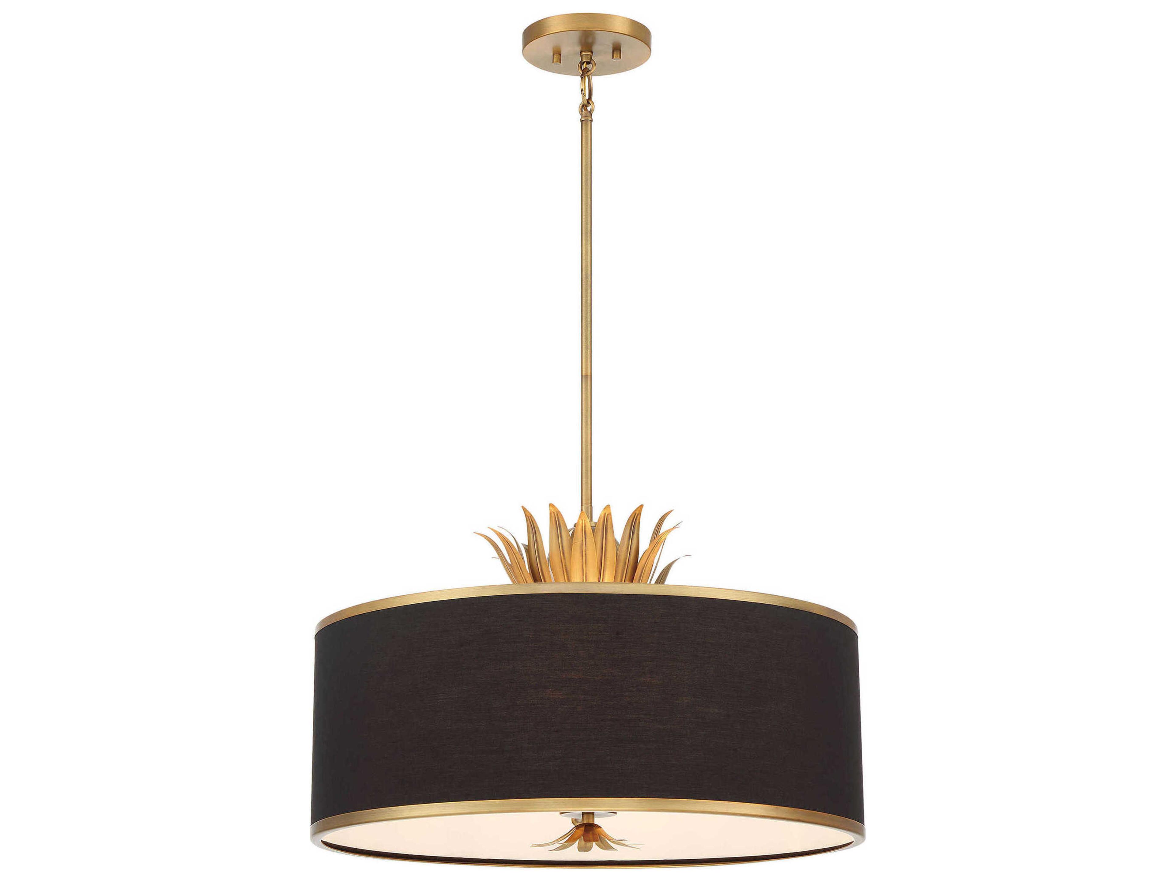 Minka Lavery Caprio 4-Light Natural Brushed Brass Black Crystal Drum Pendant