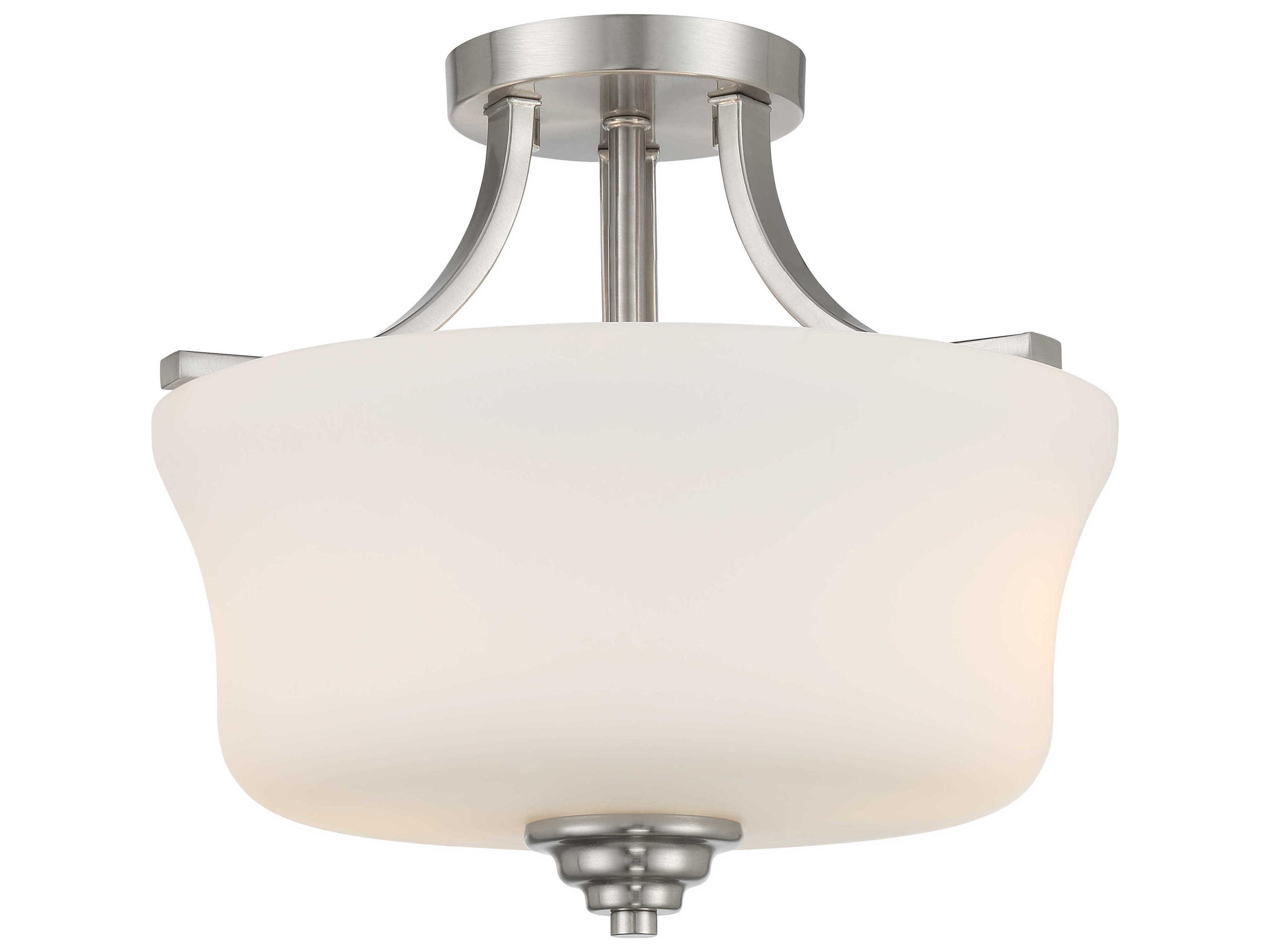 Minka Lavery Shyloh 2-Light Brushed Nickel Glass Bowl Semi Flush Mount
