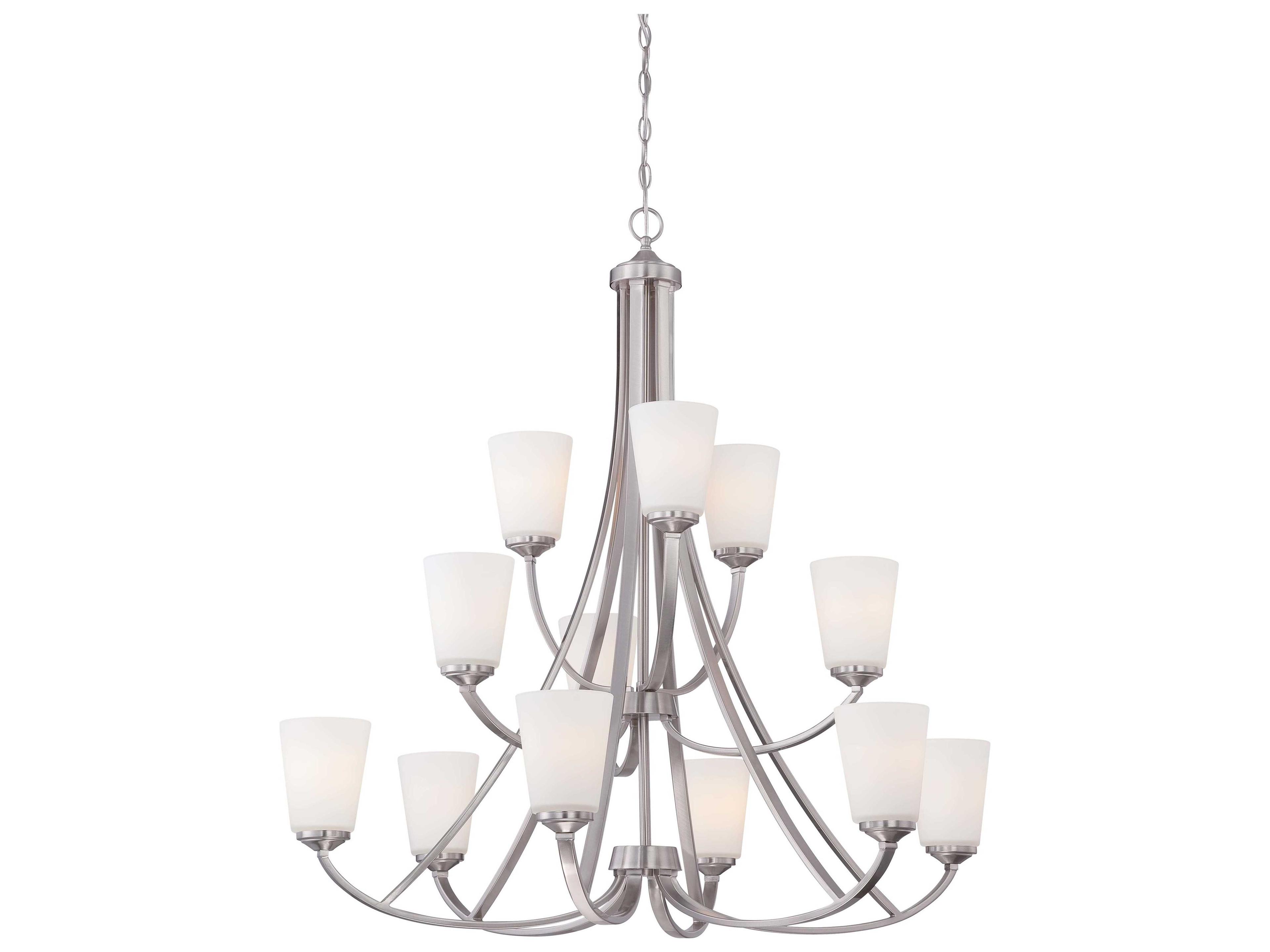 Minka Lavery Overland Park 12-Light Brushed Nickel Tiered Chandelier