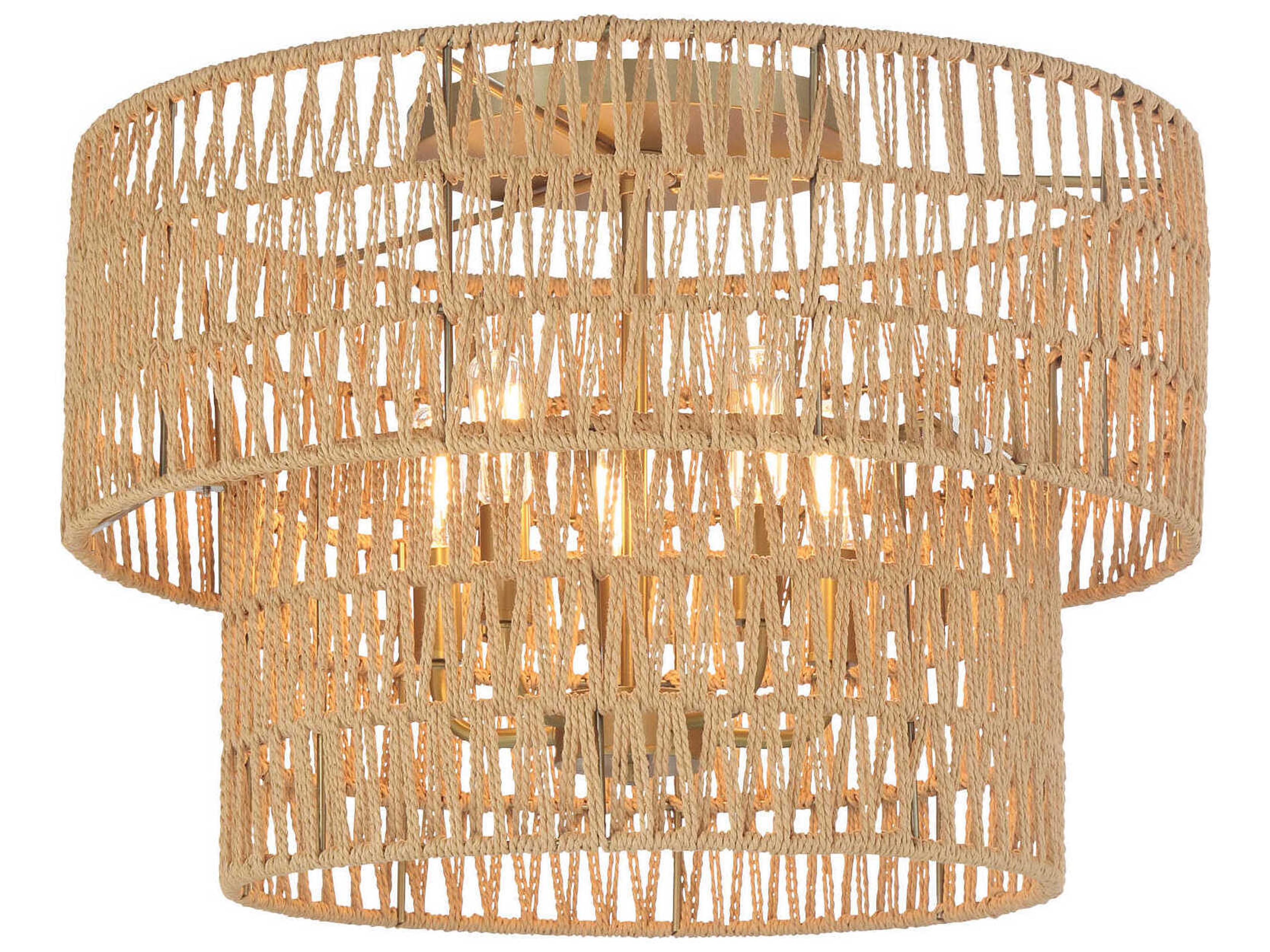 Minka Lavery Bungalow Heaven 5-Light Soft Brass Tiered Flush Mount