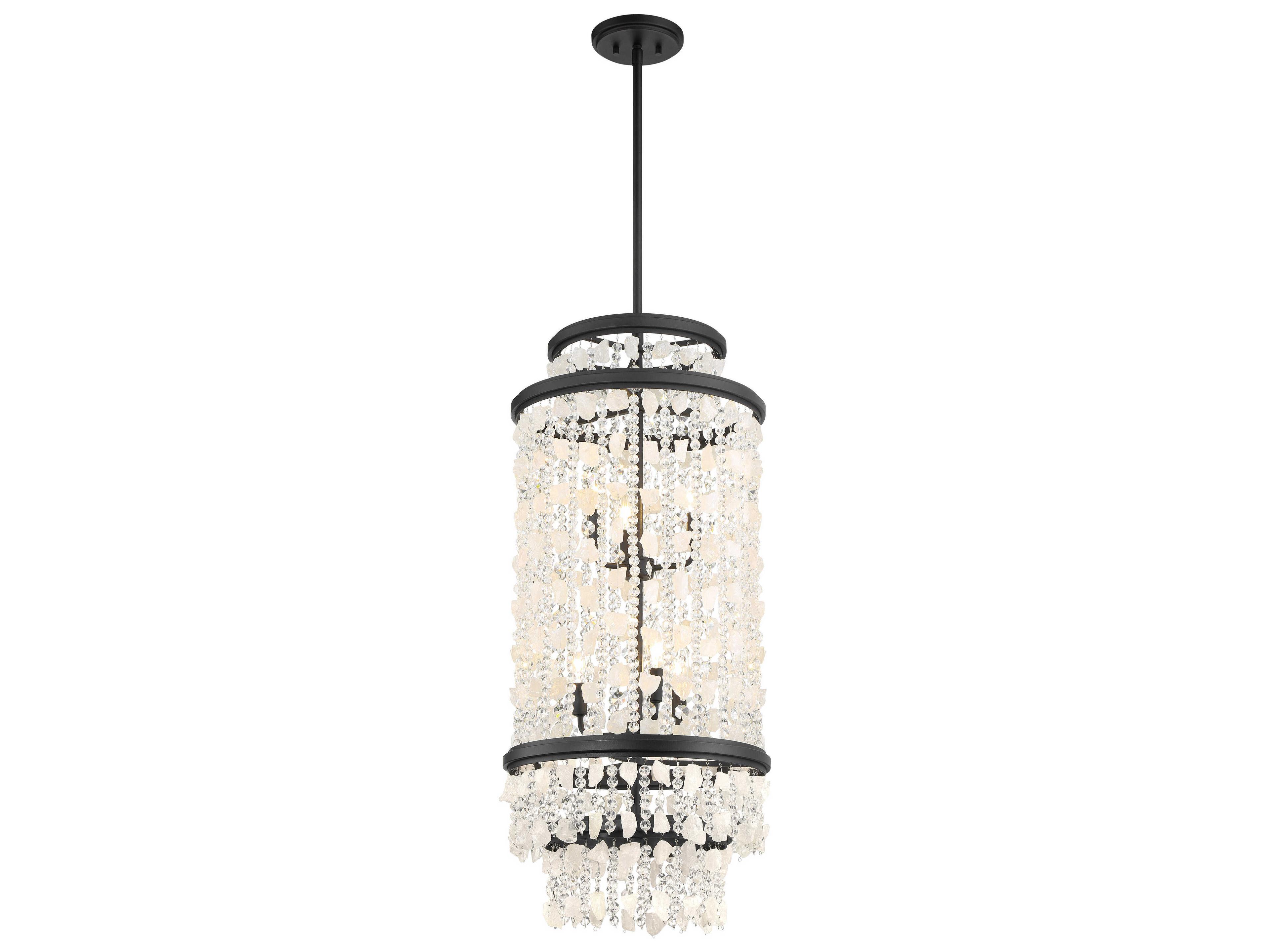 Minka Lavery Shimmering Elegance 6-Light Sand Coal Black Cylinder Pendant