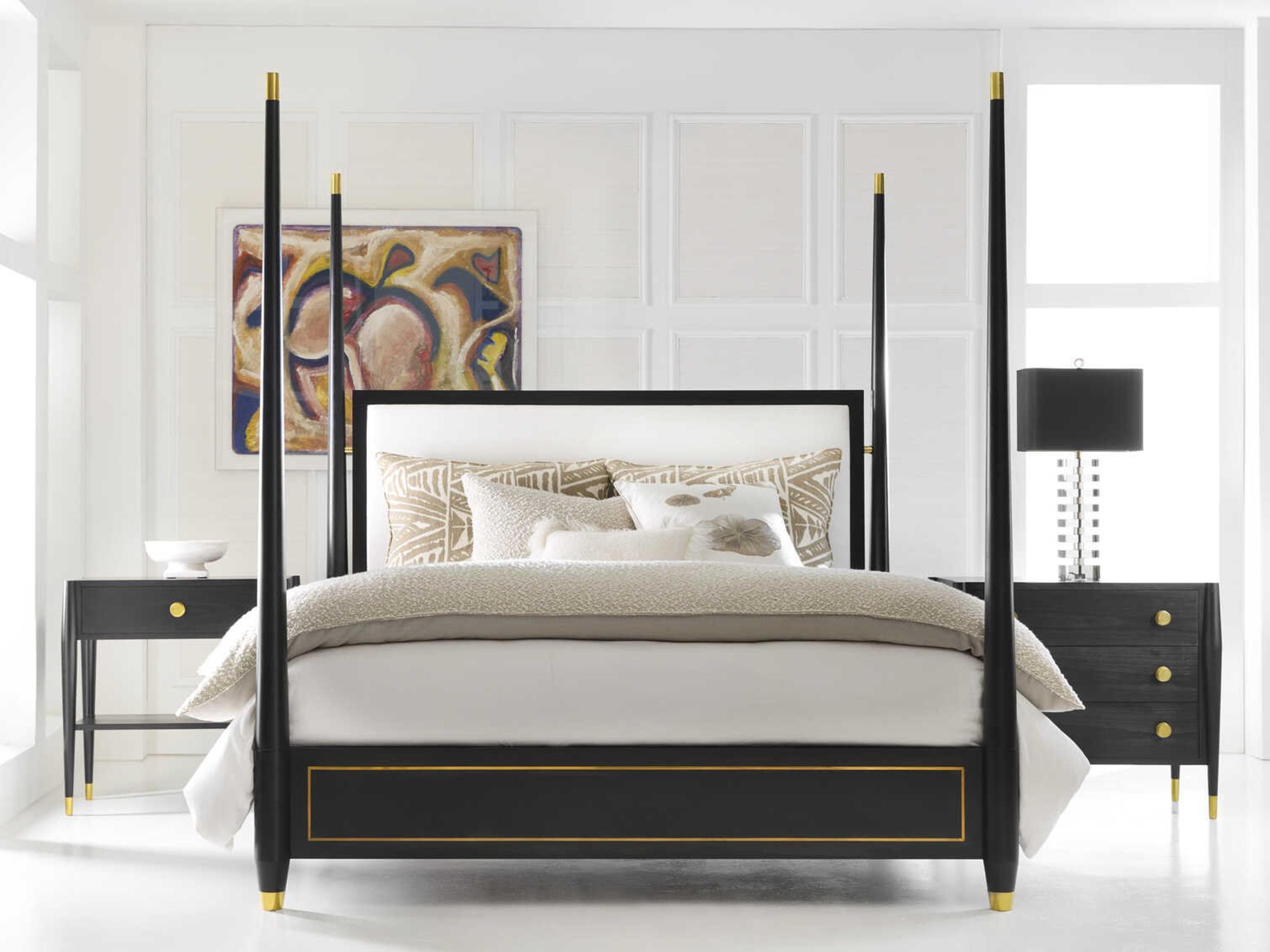 Modern History Home Concourde Black Wood King Four Poster Bedroom Set