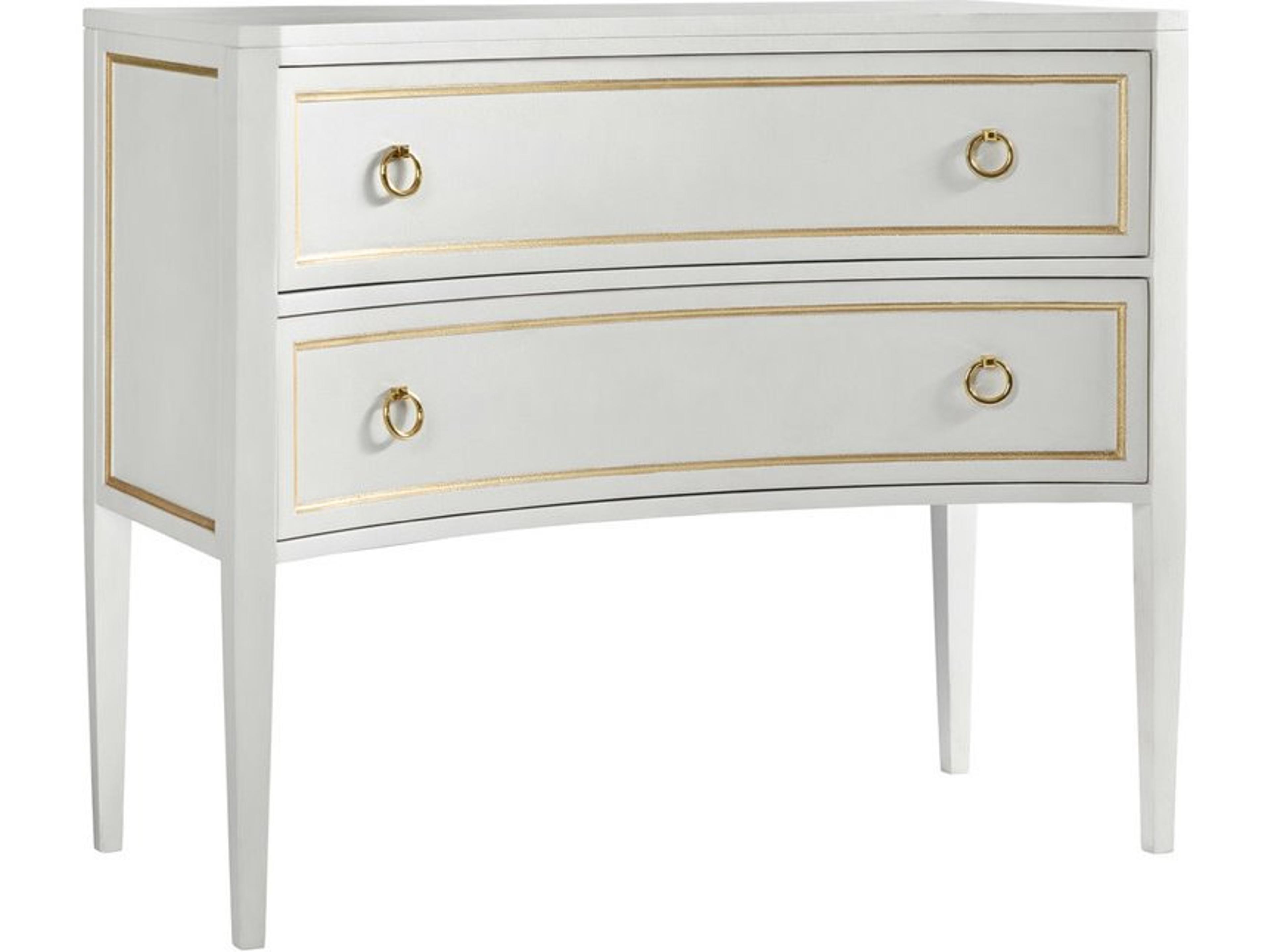 Modern History Home Covington Antique White Painted Gold Leaf Accent Chest