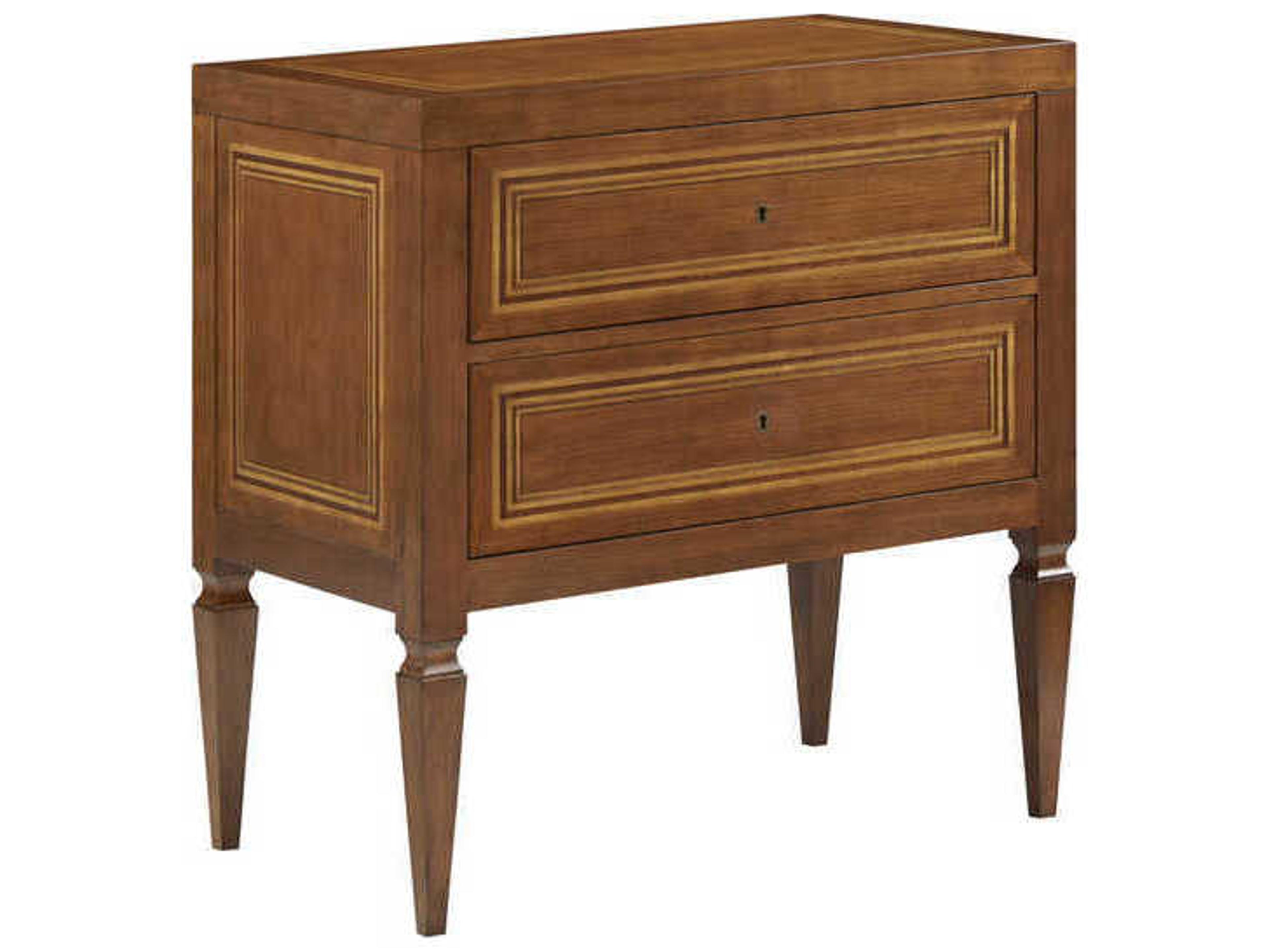 Modern History Home Milan 2-Drawers Brown Fruitwood Nightstand