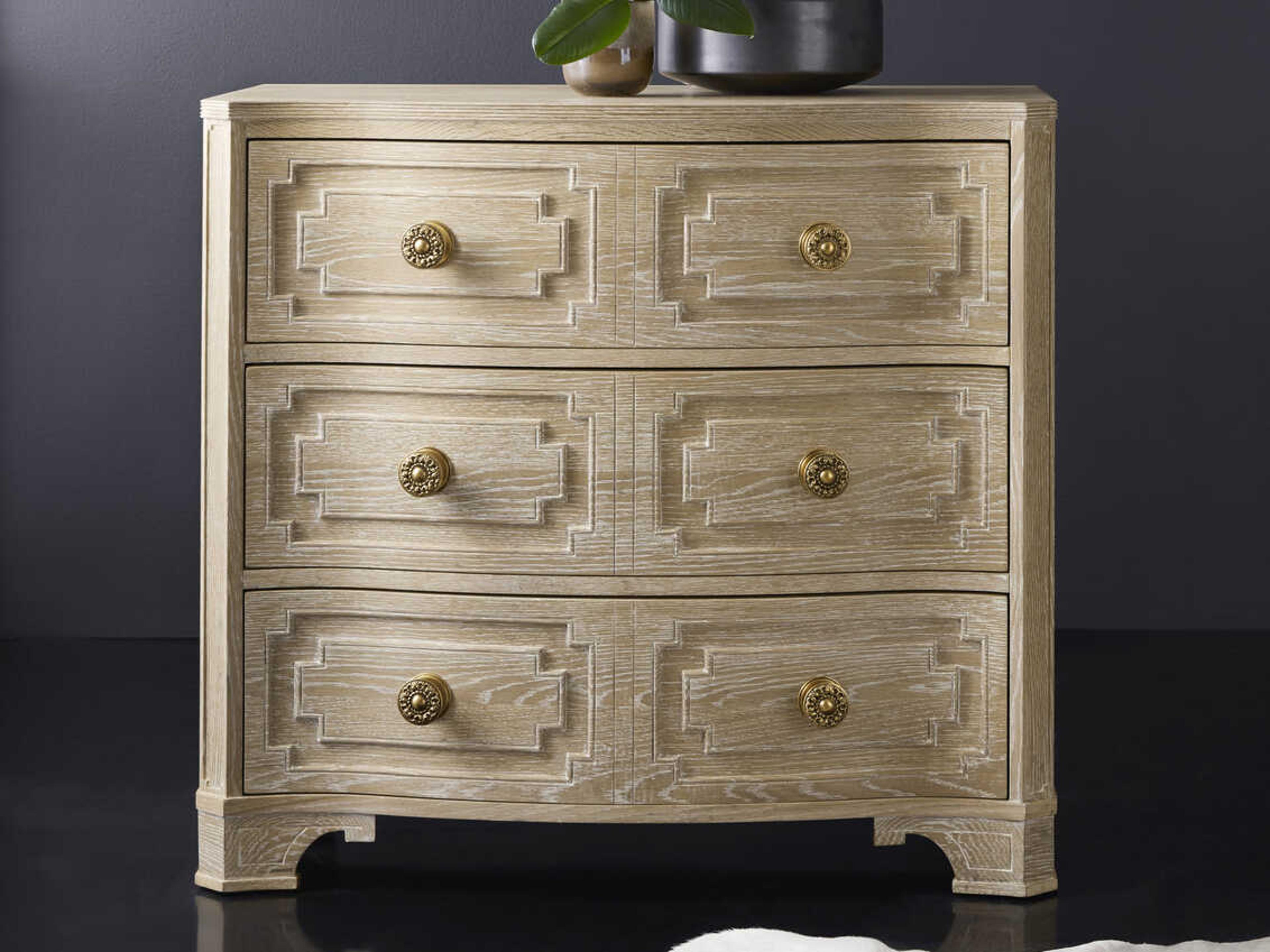 Modern History Home Noelle 3-Drawers Beige Oak Wood Nightstand