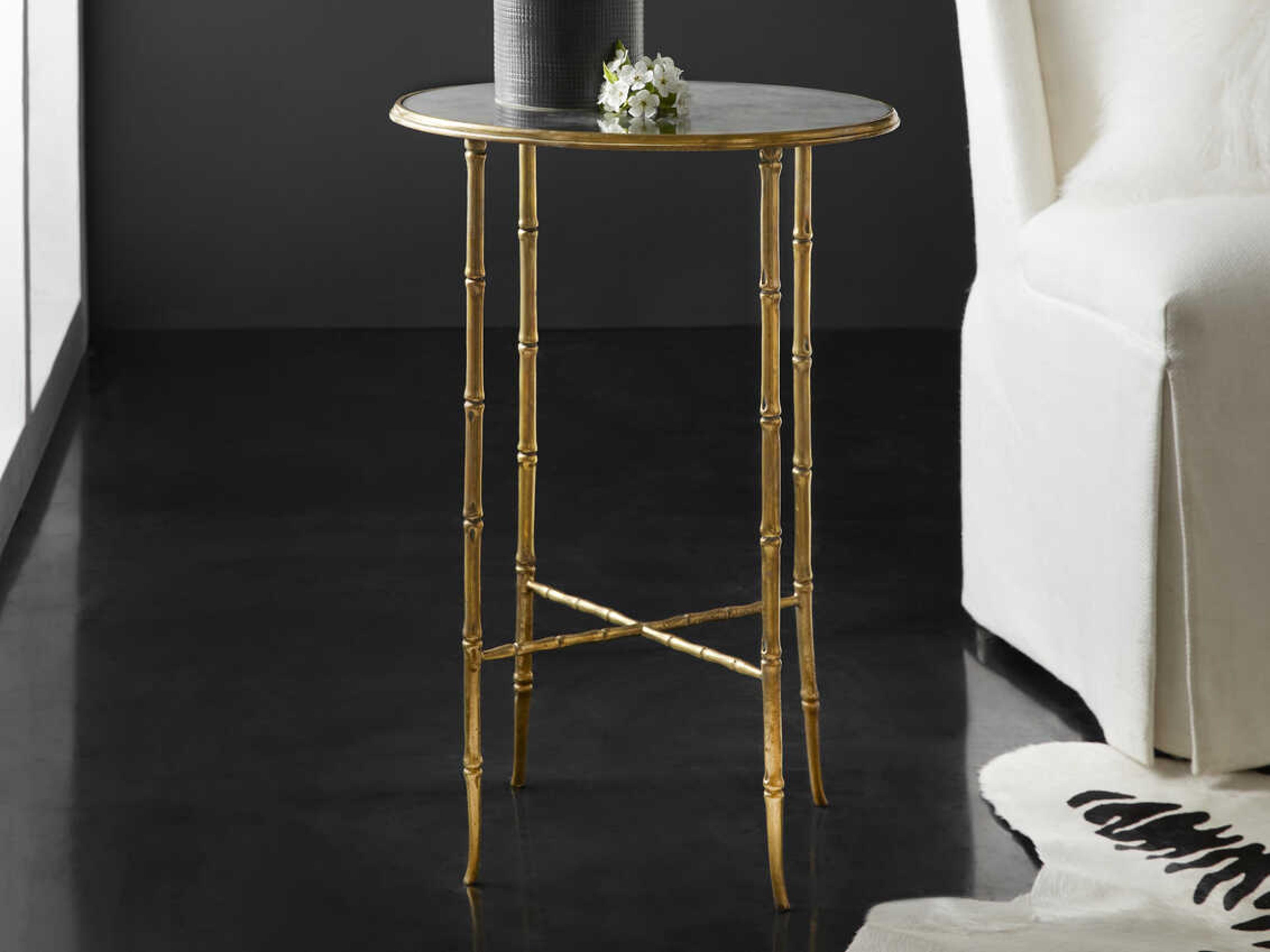 Modern History Home Round Mirror End Table