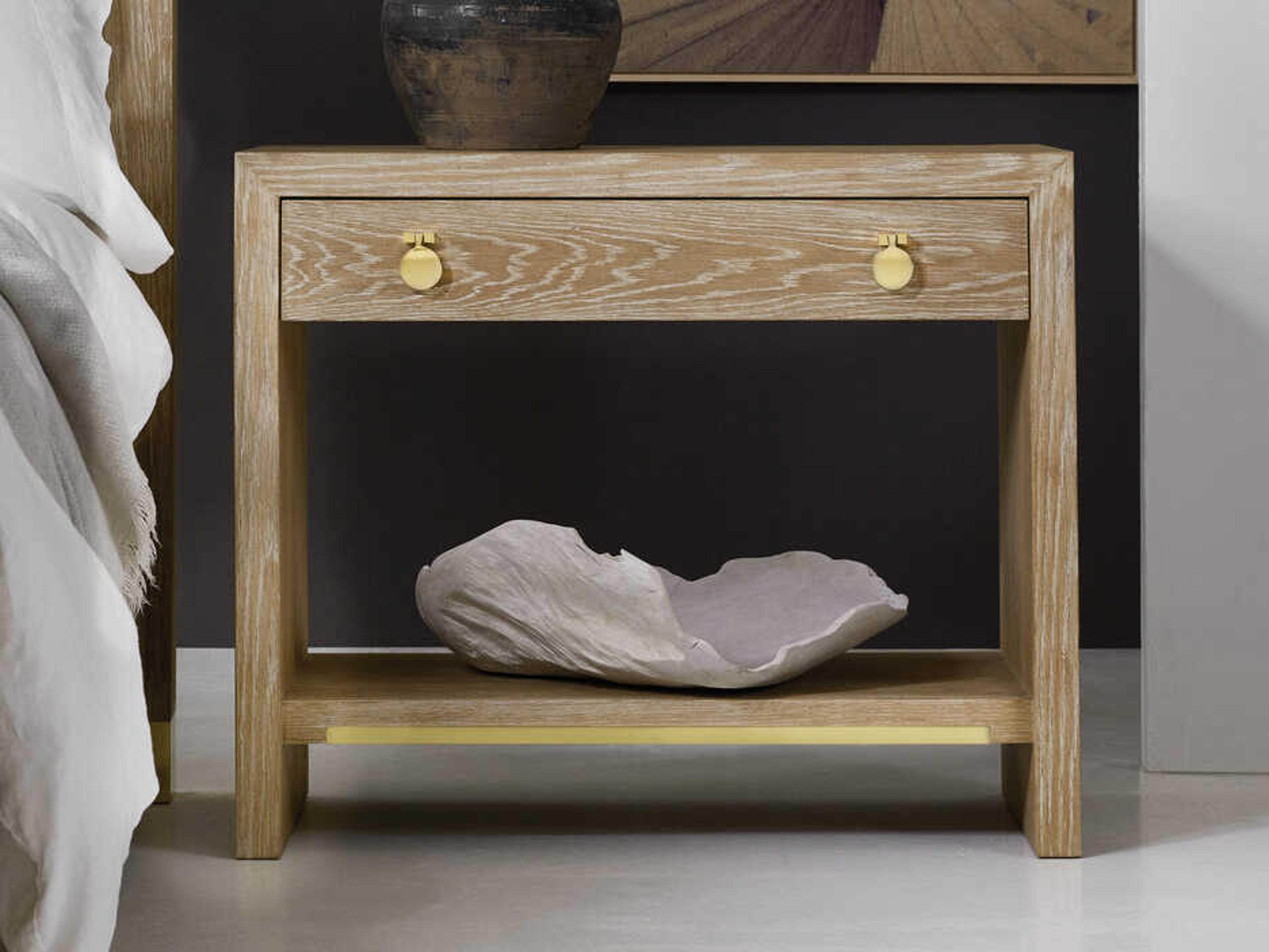 Modern History Home Mirage 1-Drawer Beige Oak Wood Nightstand