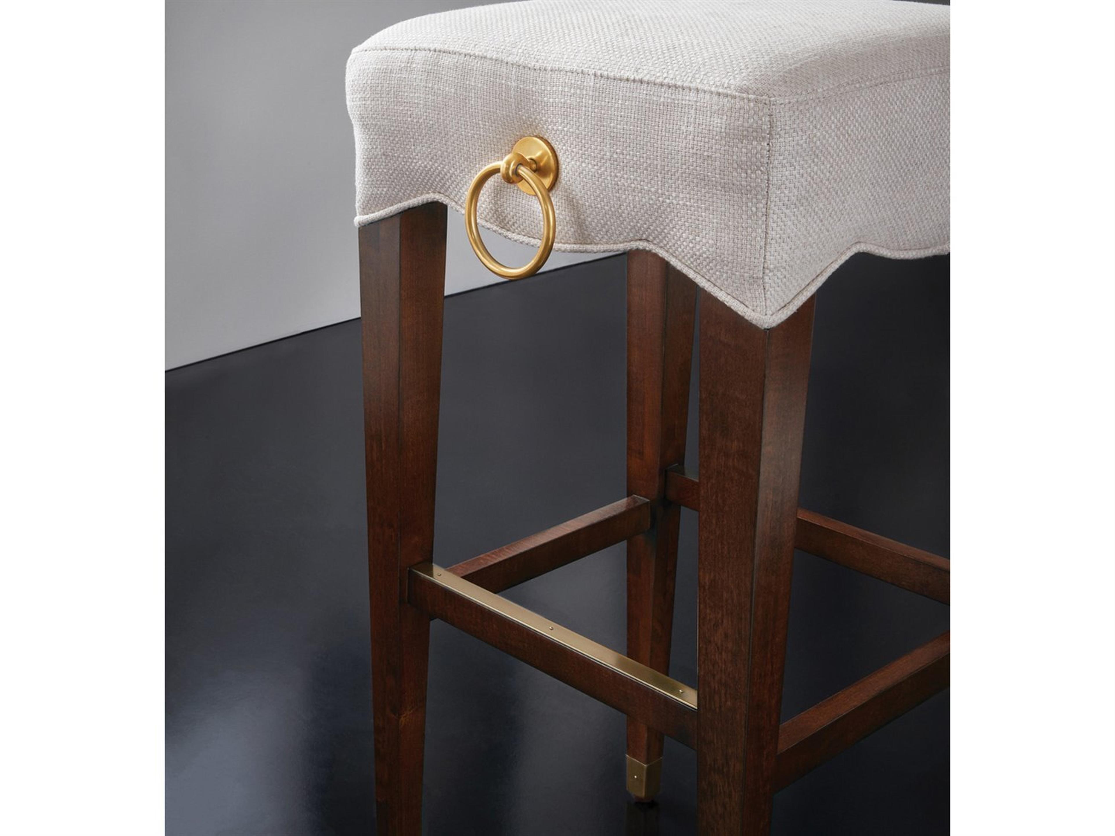 Modern History Home Manhattan Walnut Upholstered Wood Counter Stool