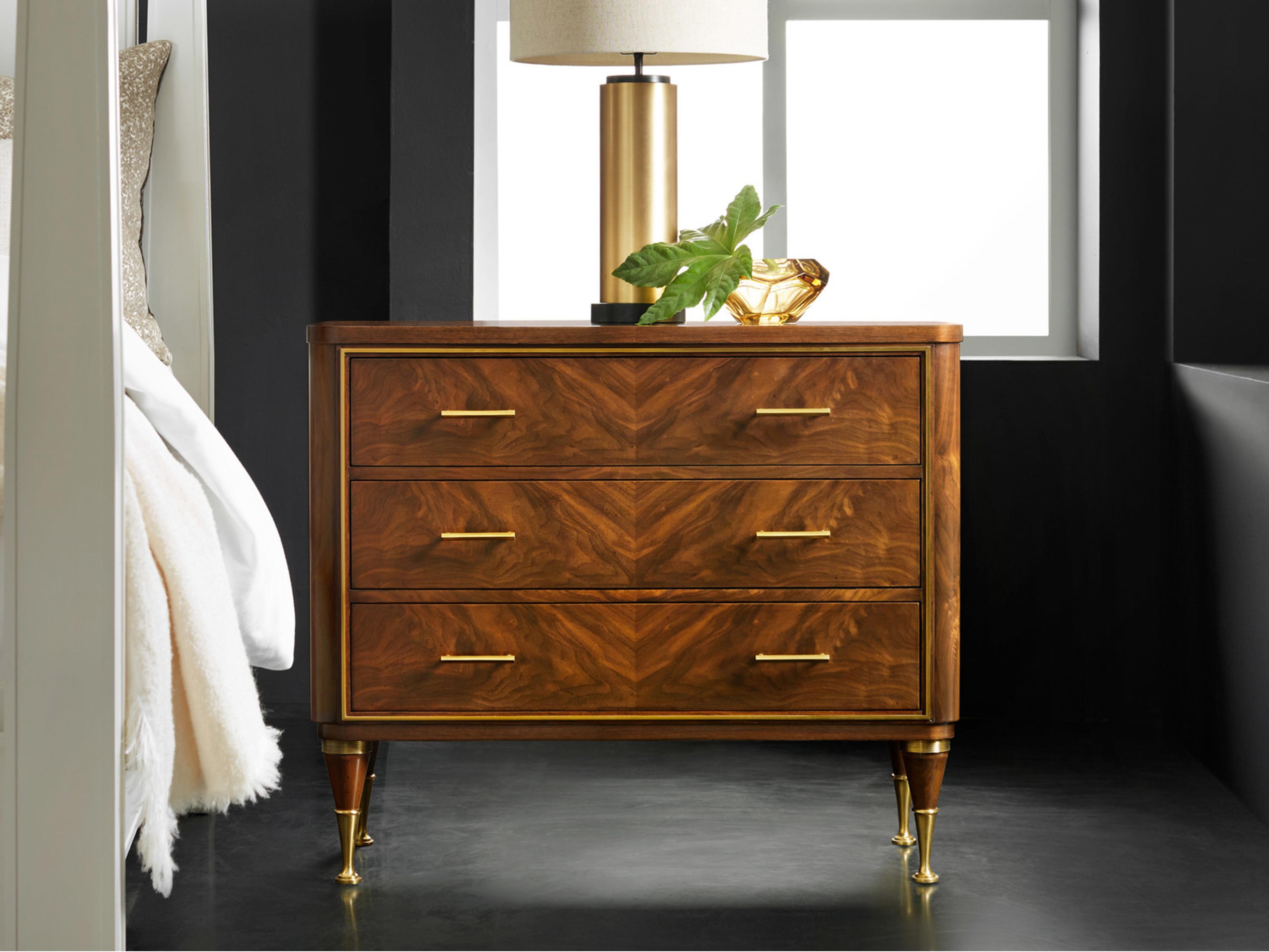 Modern History Home Walnut 3-Drawers Brown Oak Wood Nightstand