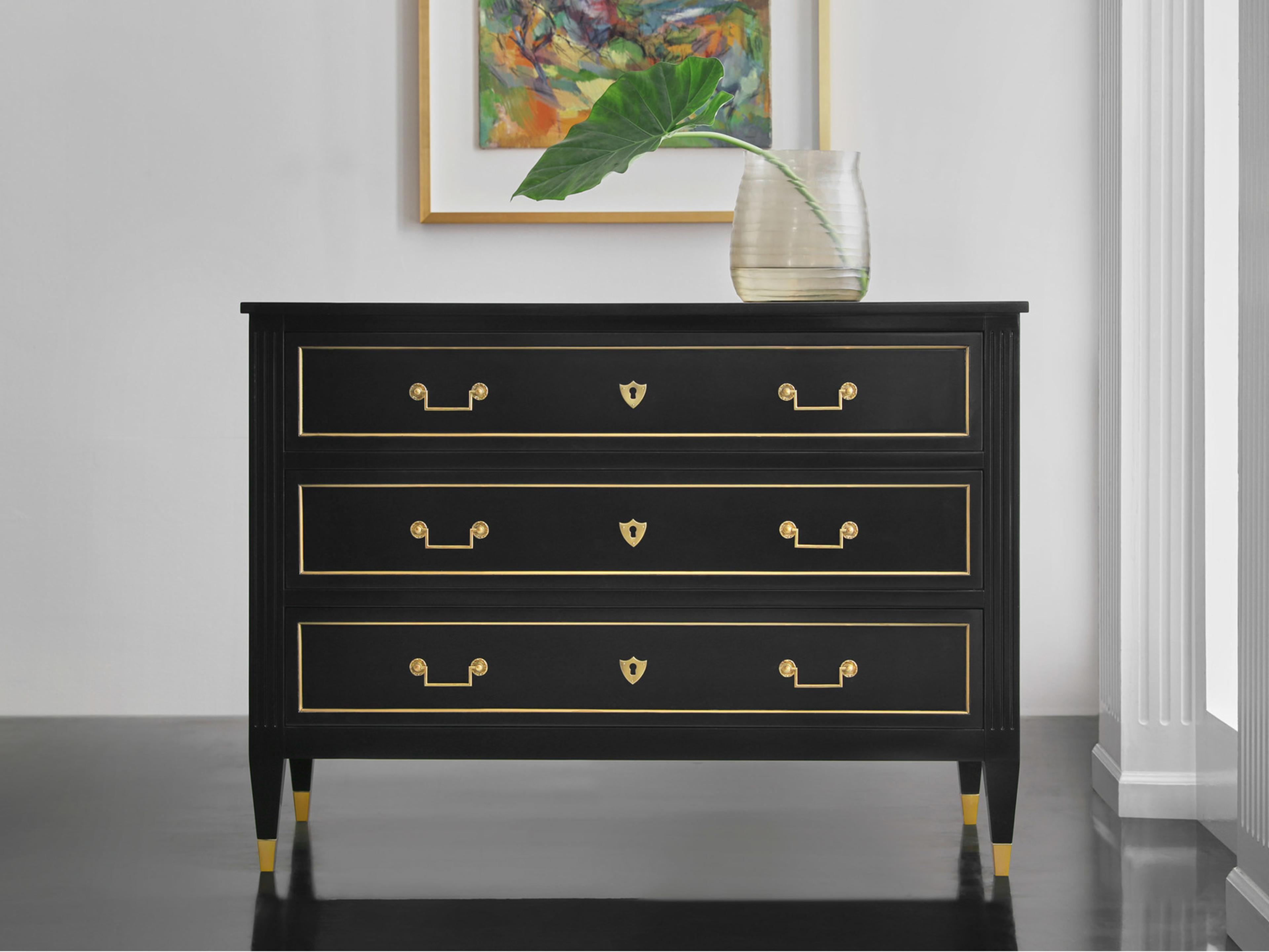 Modern History Home French 3-Drawers Black Dresser