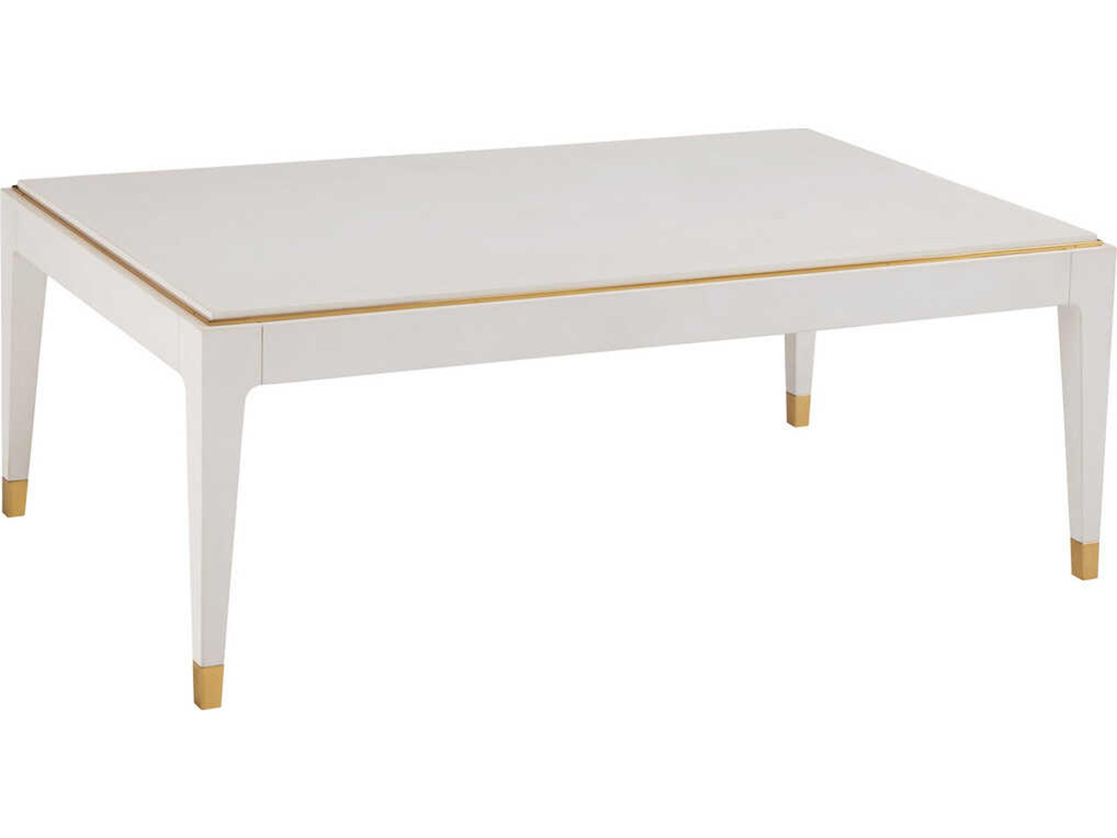 Modern History Home Minimal Rectangular Wood White Linen Textured Painted Coffee Table