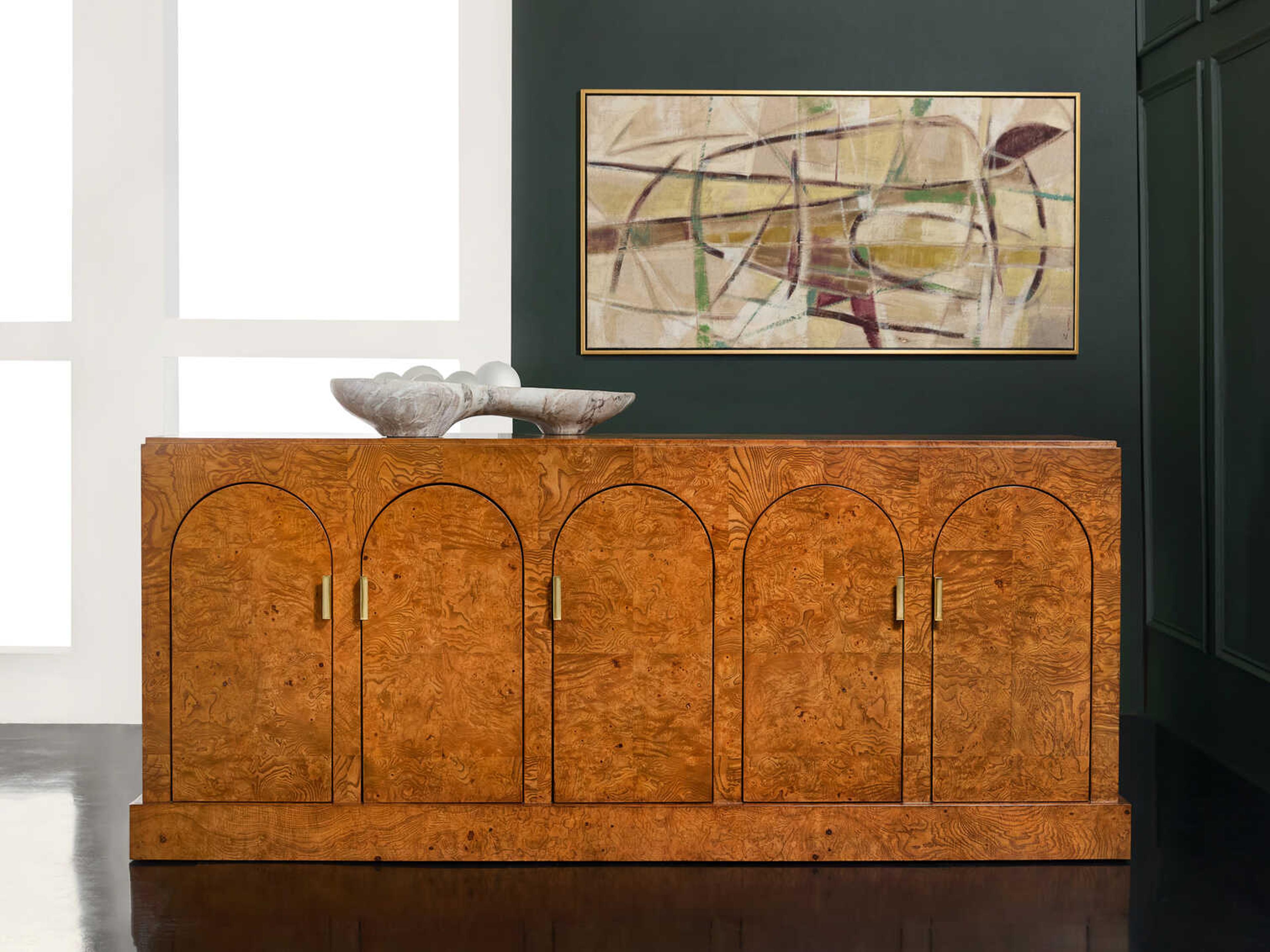 Modern History Home Arches 81" Burlwood Brass Sideboard