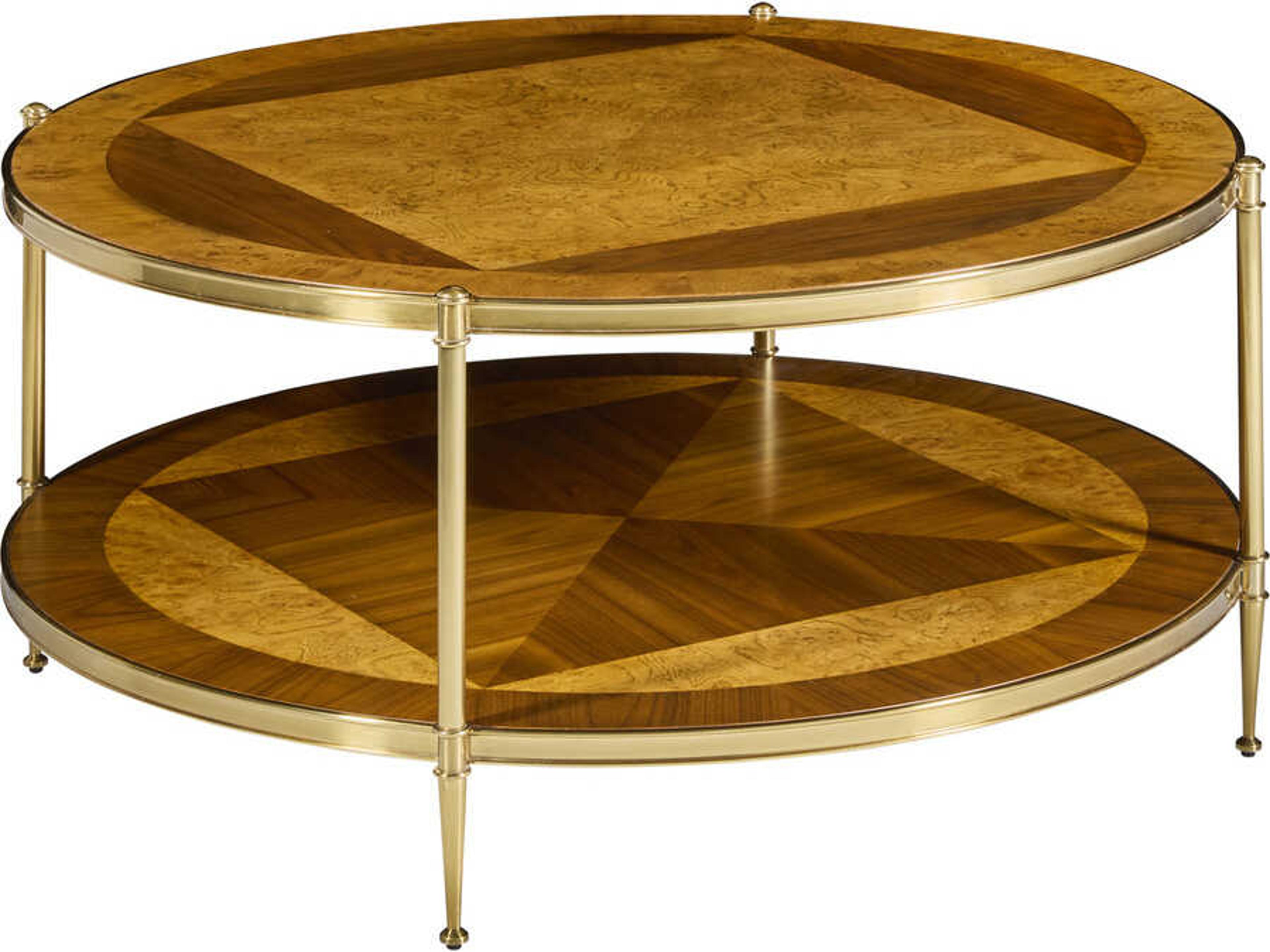 Modern History Home Oak Burl & Walnut Round Wood Coffee Table