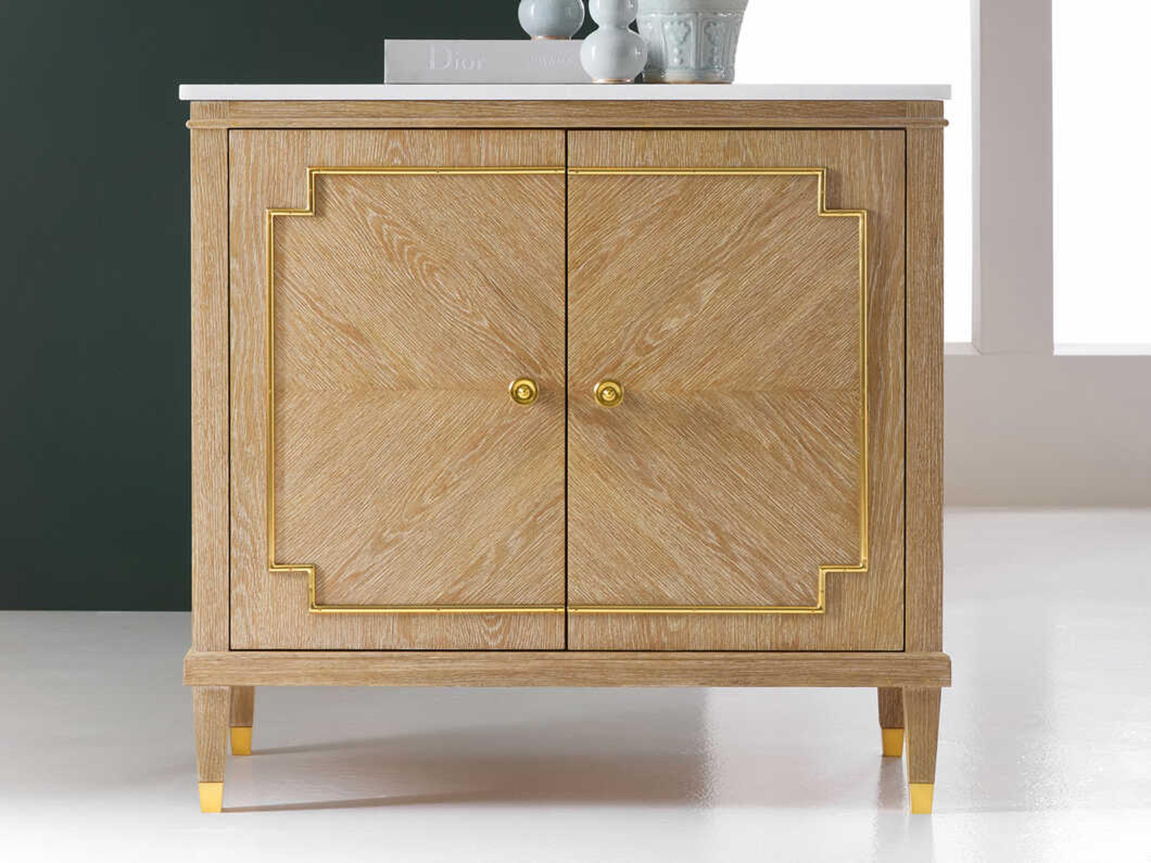 Modern History Home Noelle Beige Oak Wood Accent Cabinet