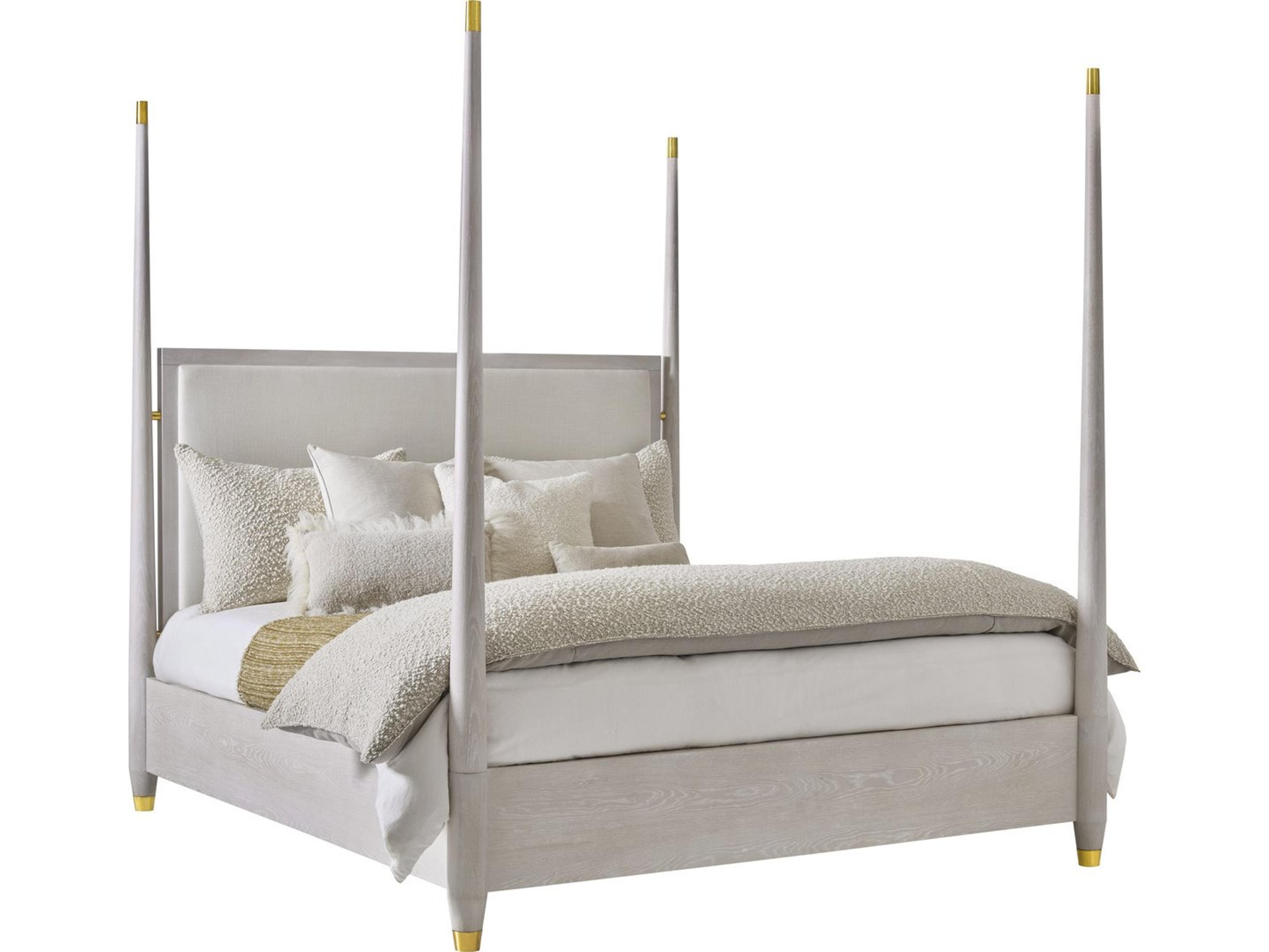Modern History Home Concourde Gray Upholstered King Poster Bed