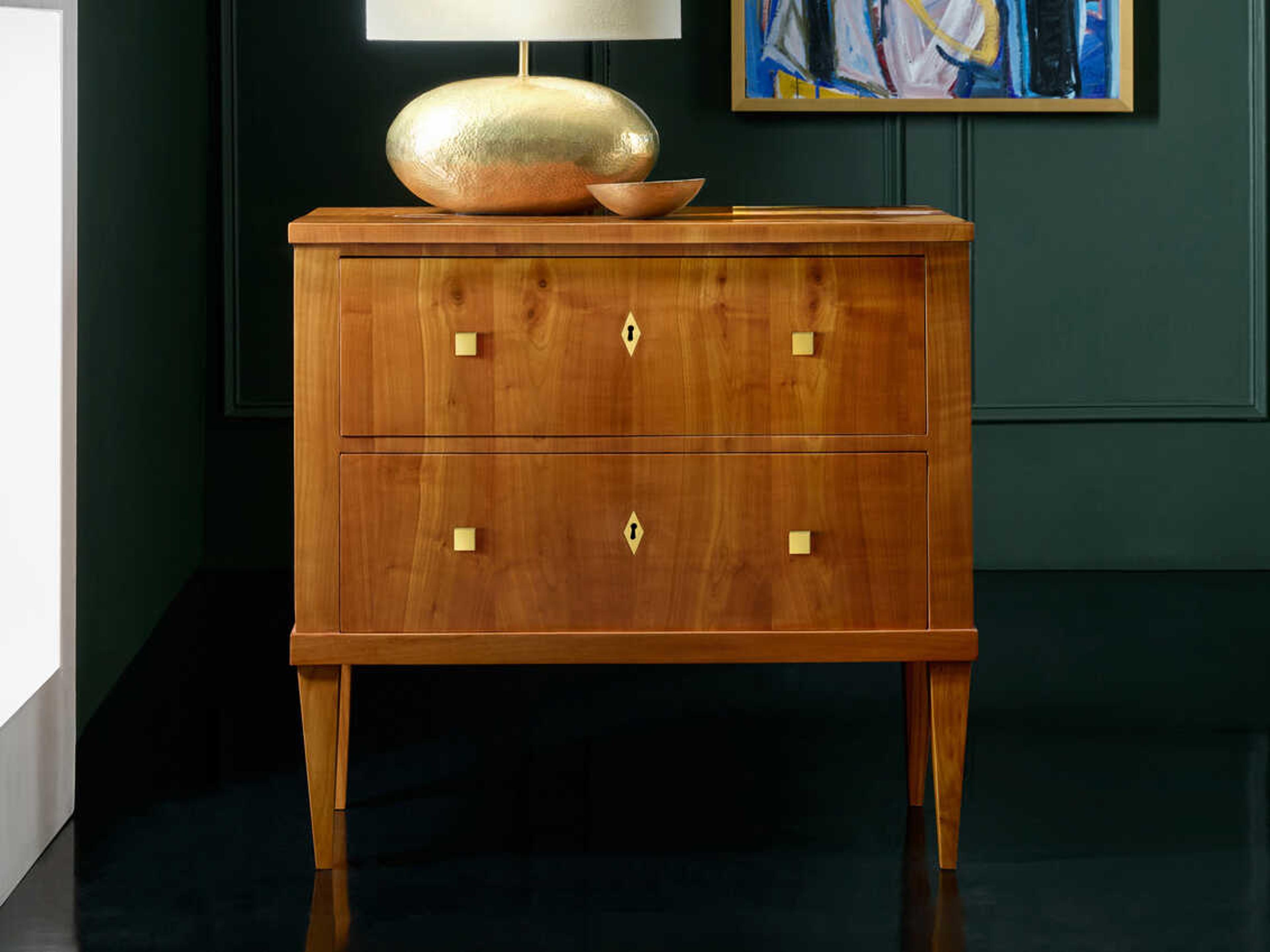 Modern History Home Vienna 2-Drawers Brown Cherry Wood Nightstand