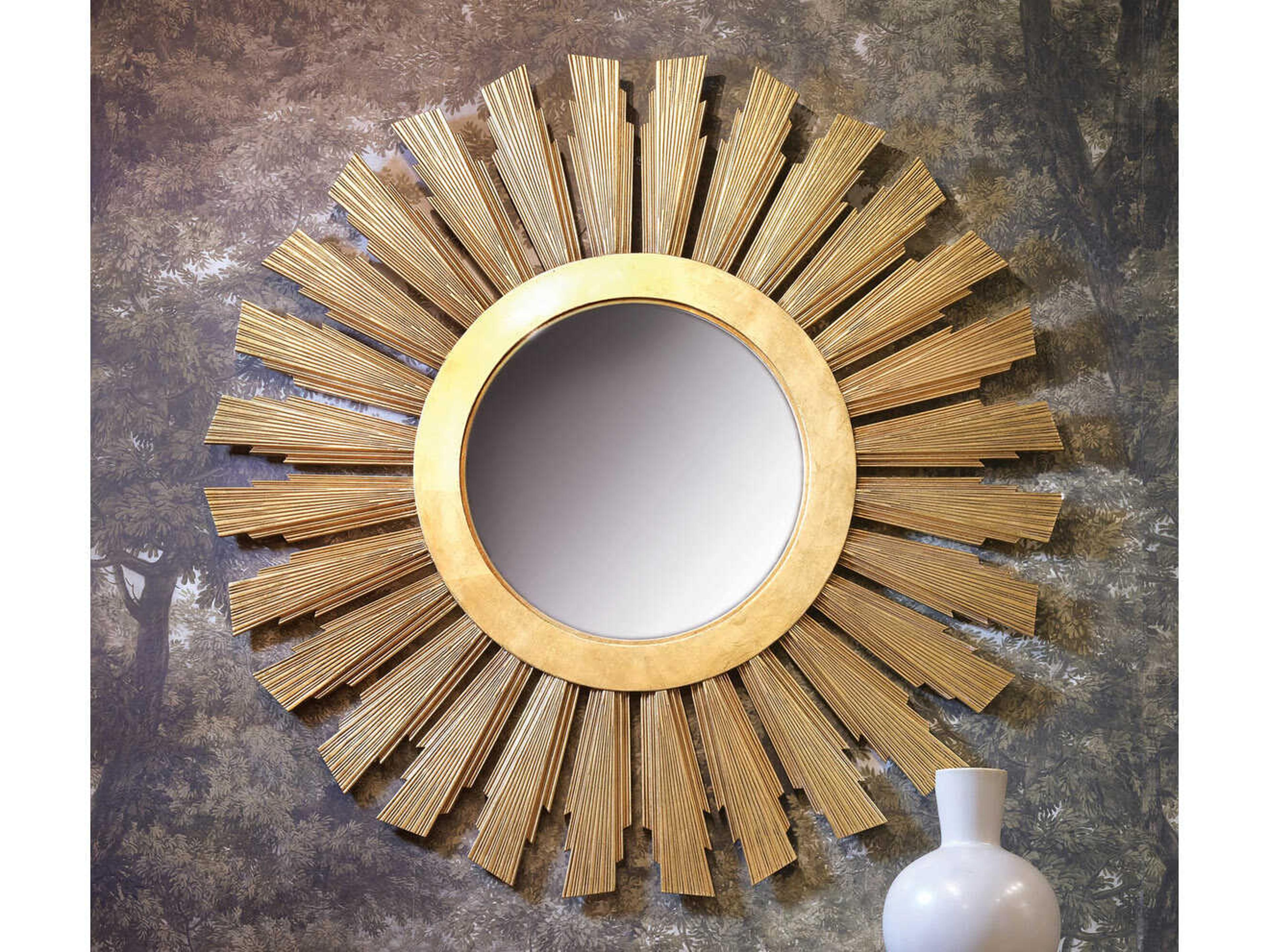 Modern History Home Antique Gold Sunburst Wall Mirror