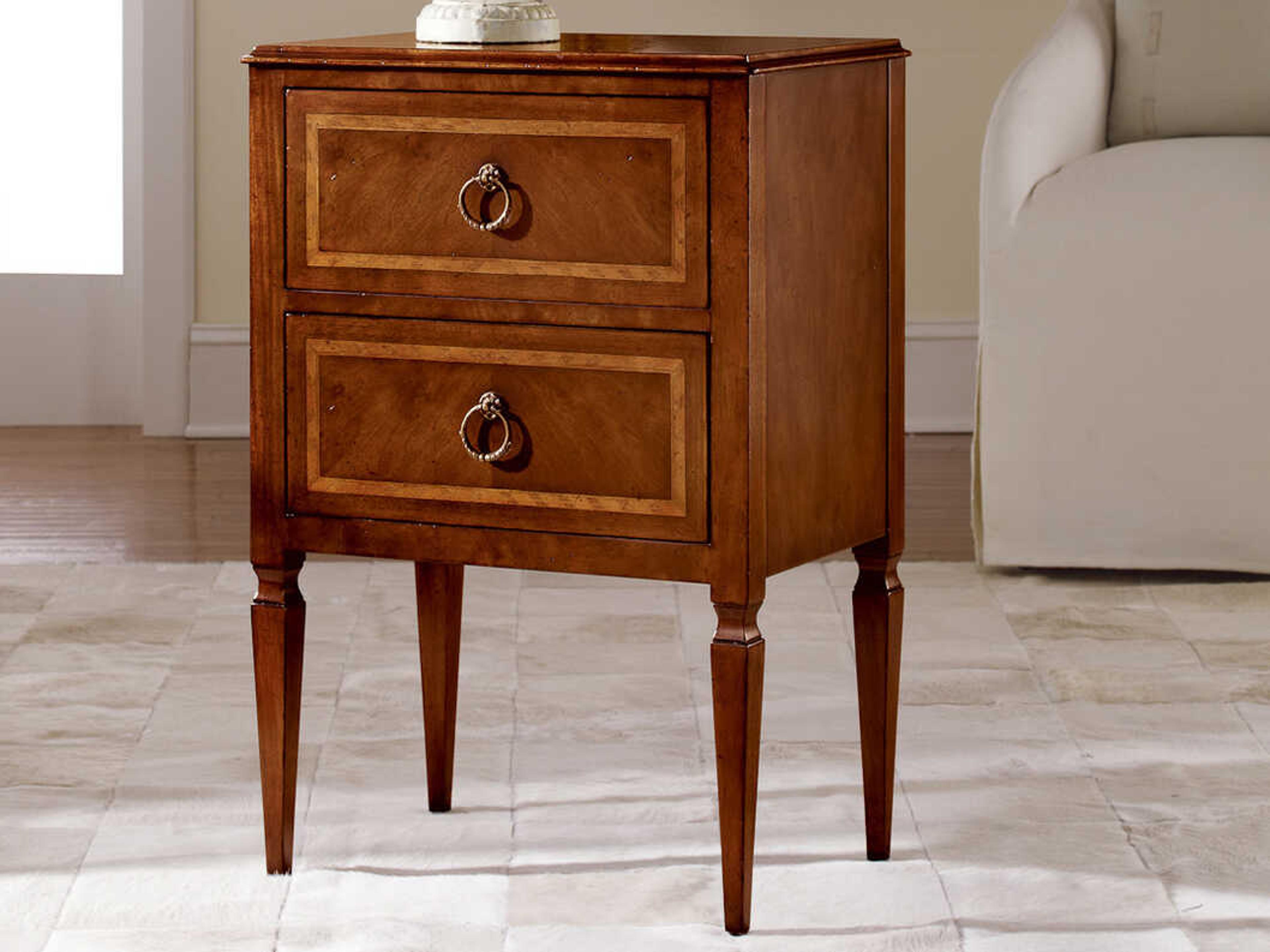 Modern History Home 2-Drawers Brown Walnut Wood Nightstand