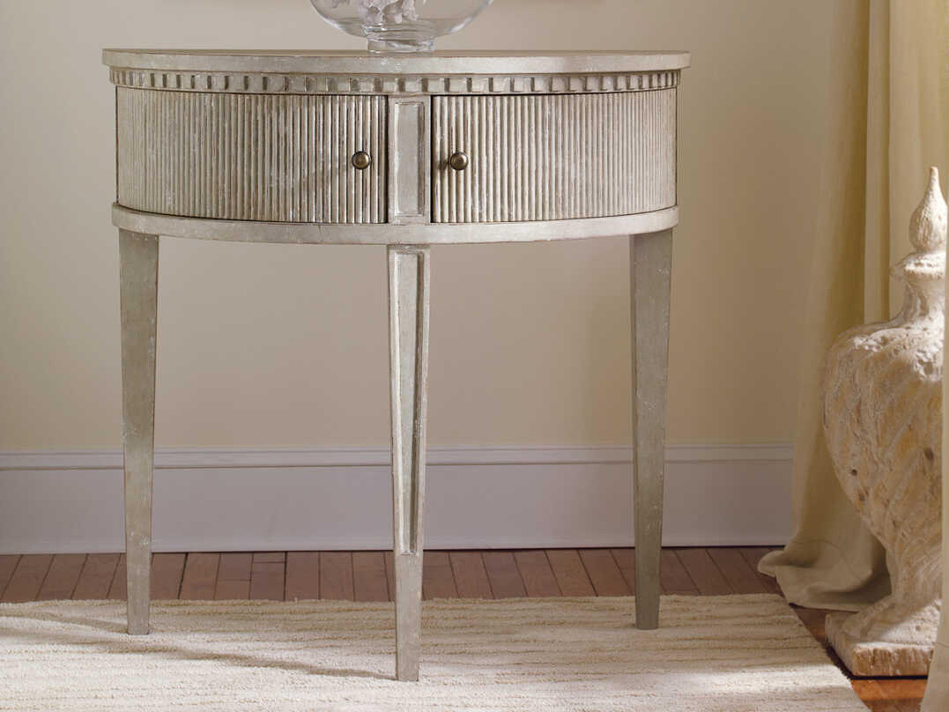 Modern History Home Gustavian Demilune Wood Antique Grey Painted Console Table