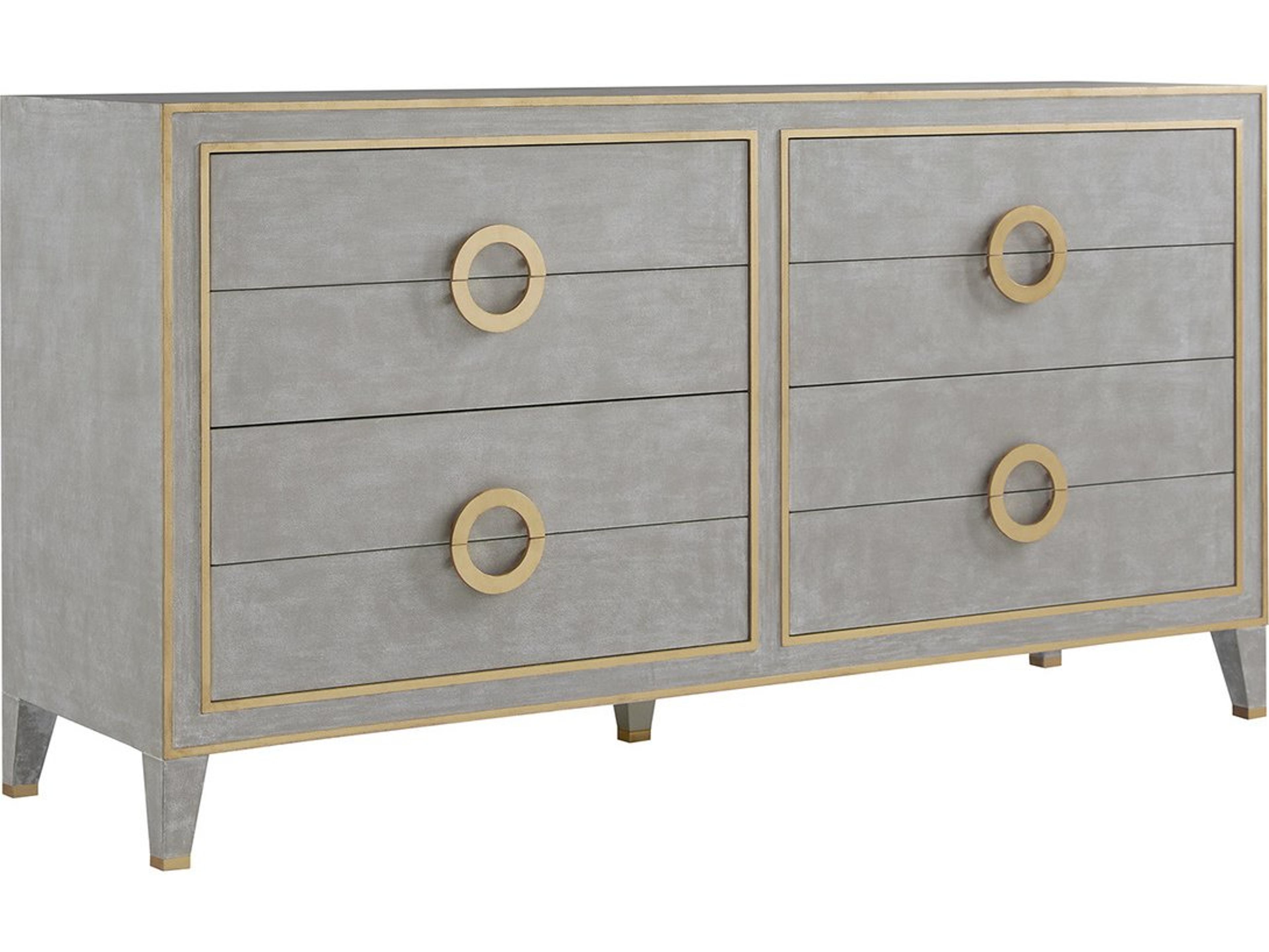 Modern History Home Abstract 4-Drawers Gray Double Dresser