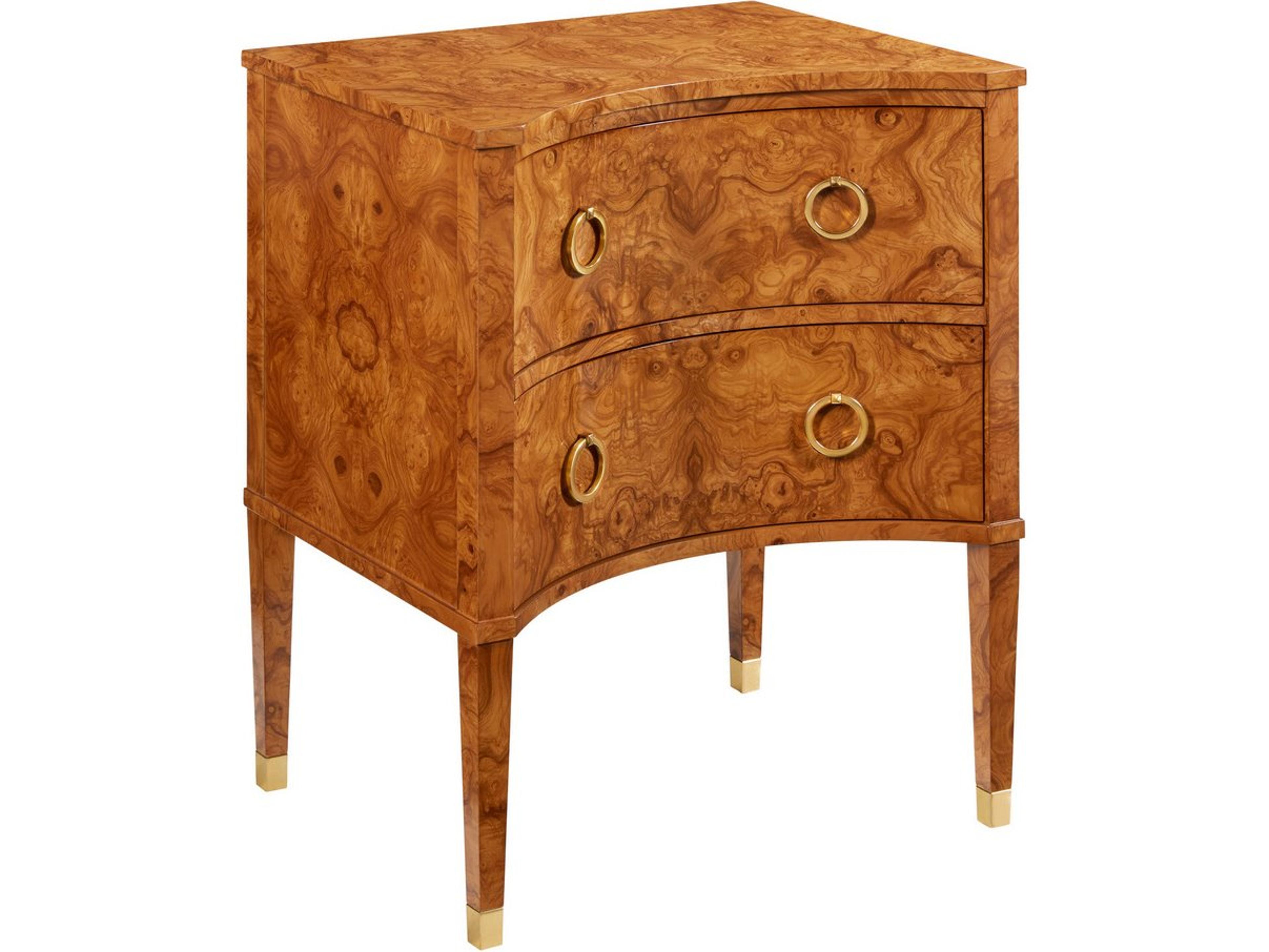 Modern History Home Concave Brown Burlwood Accent Chest