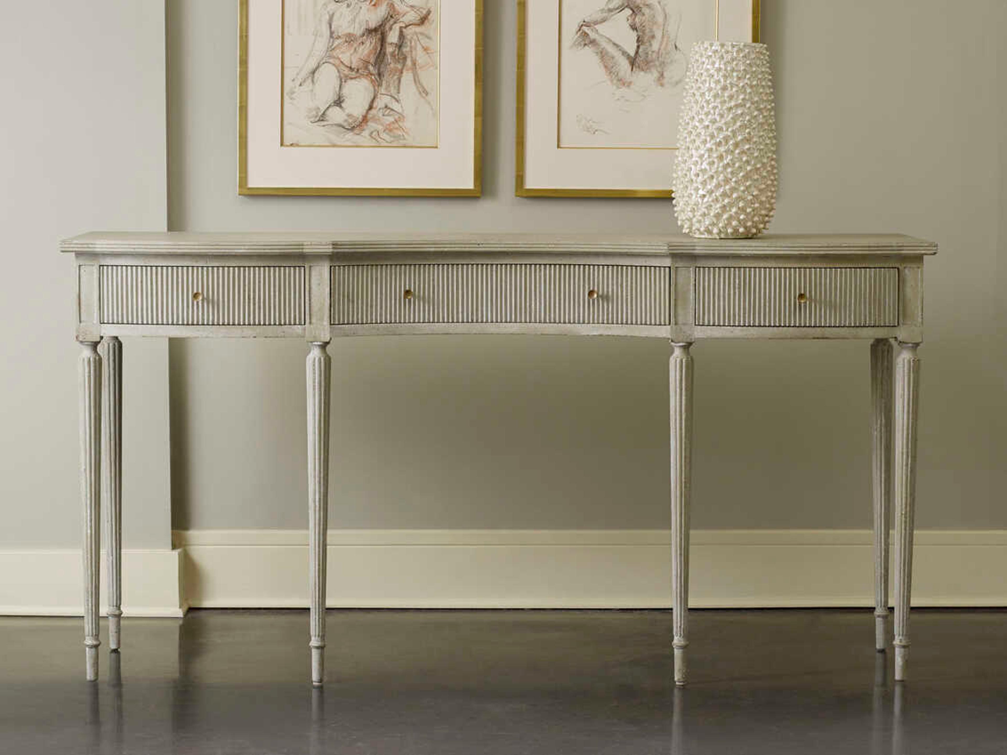 Modern History Home Ribbed Rectangular Wood Console Table