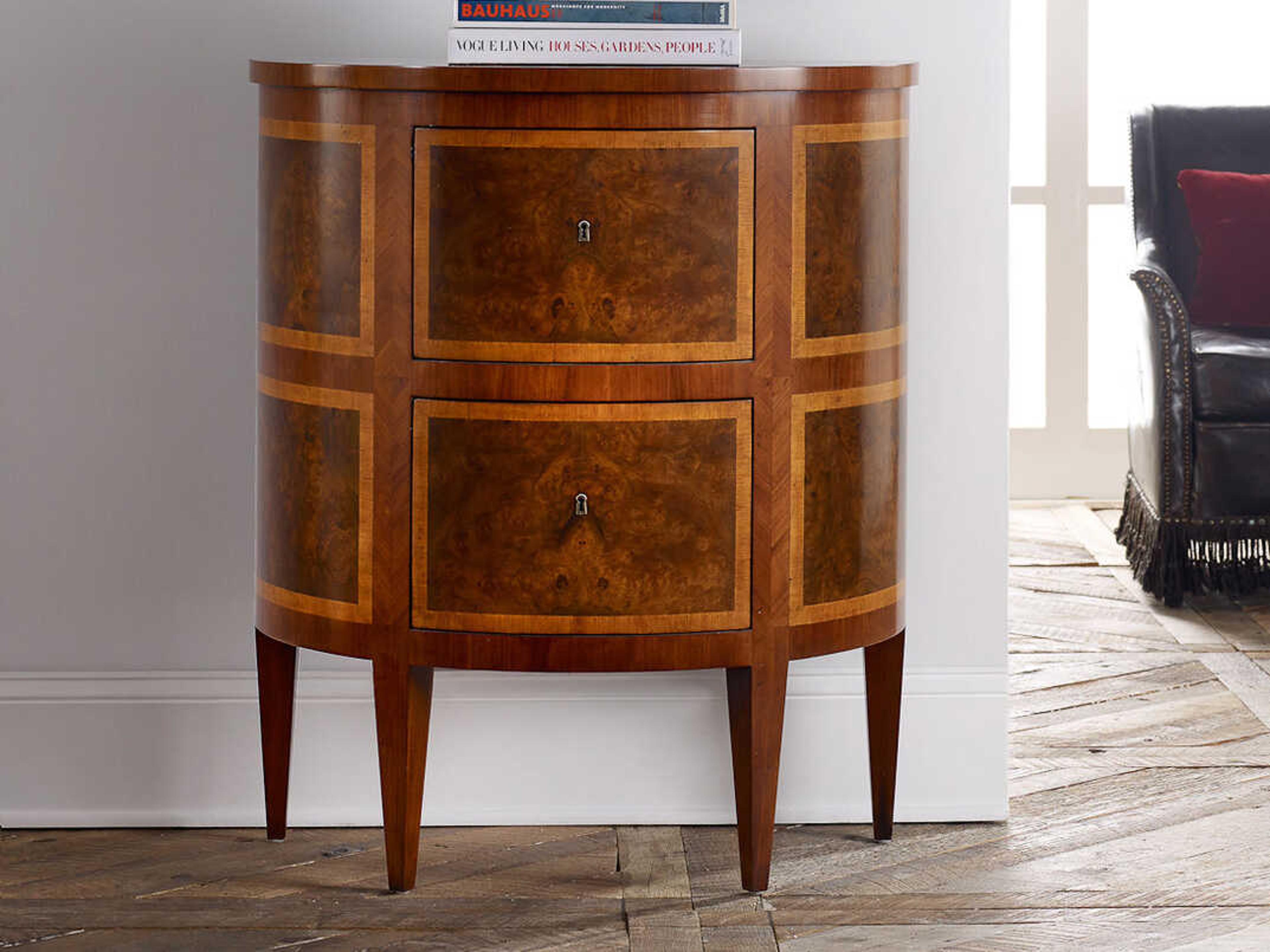 Modern History Home Inlaid Demilune Wood Console Table