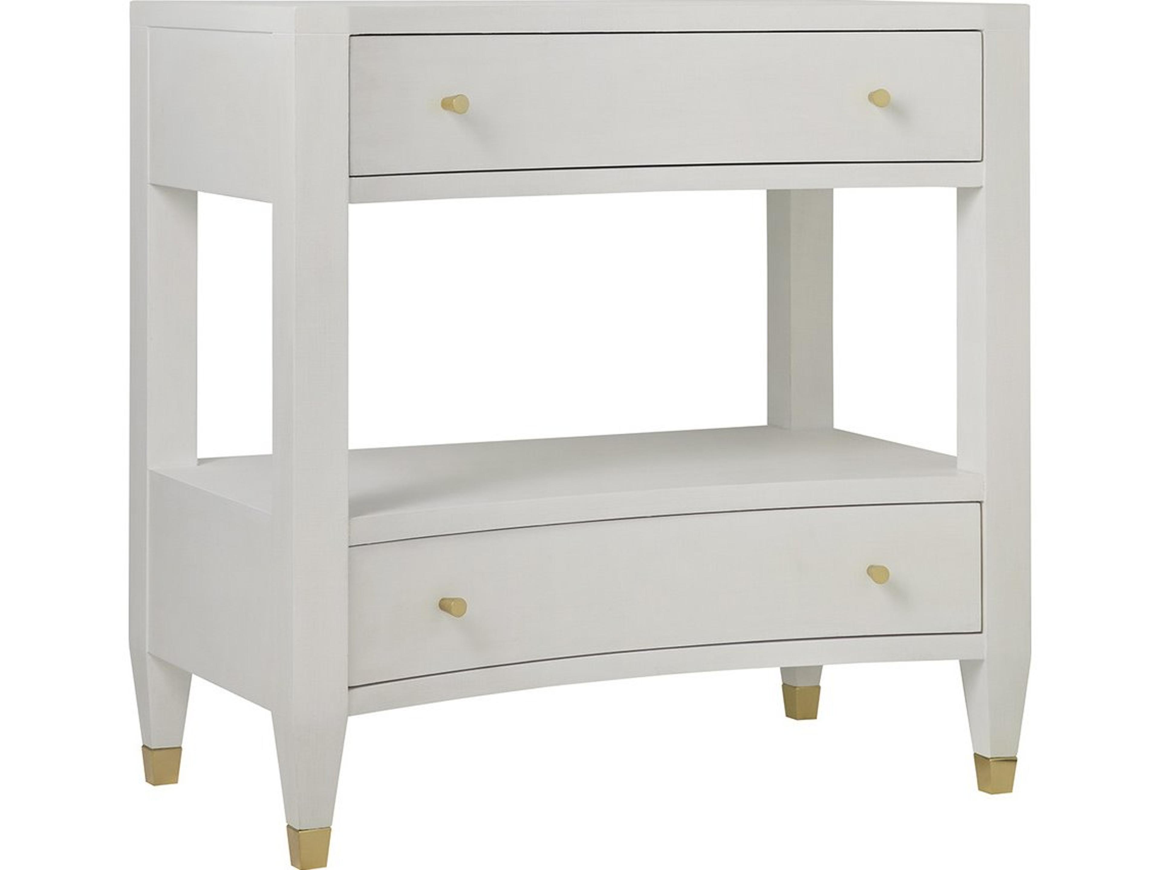 2-Drawers White Nightstand