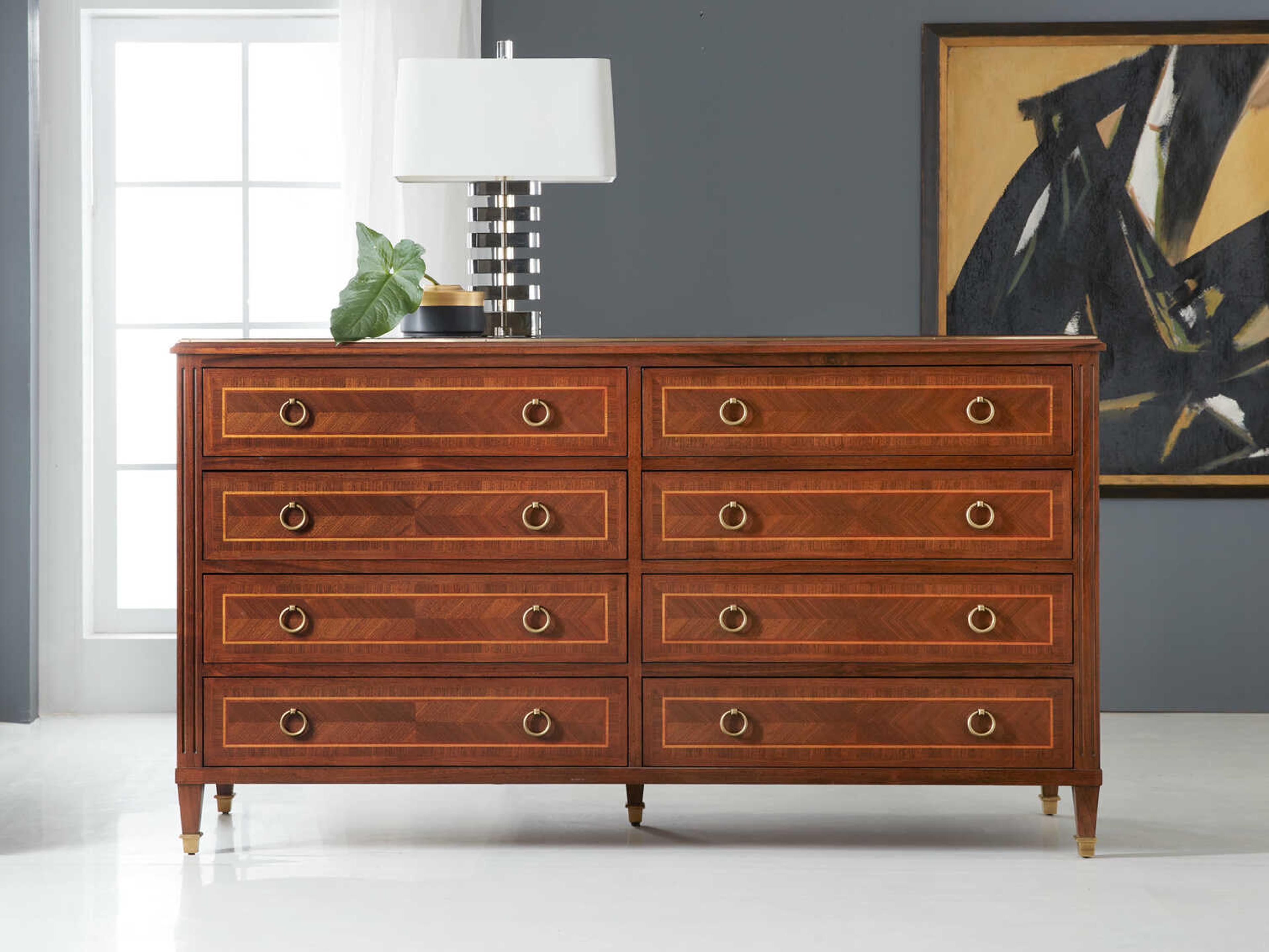 Modern History Home Villeneuve Brown Oak Wood Double Dresser