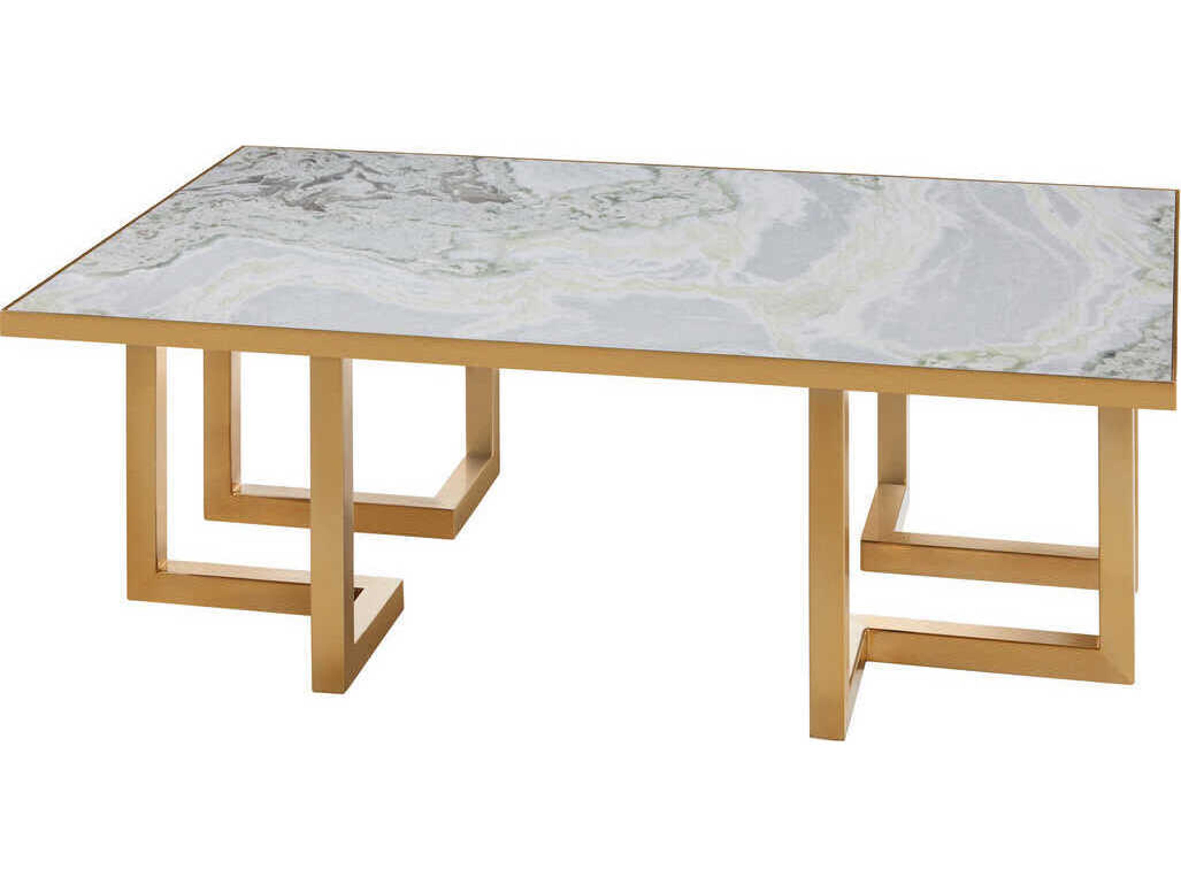 Modern History Home Geometric Rectangular Faux Marble Coffee Table