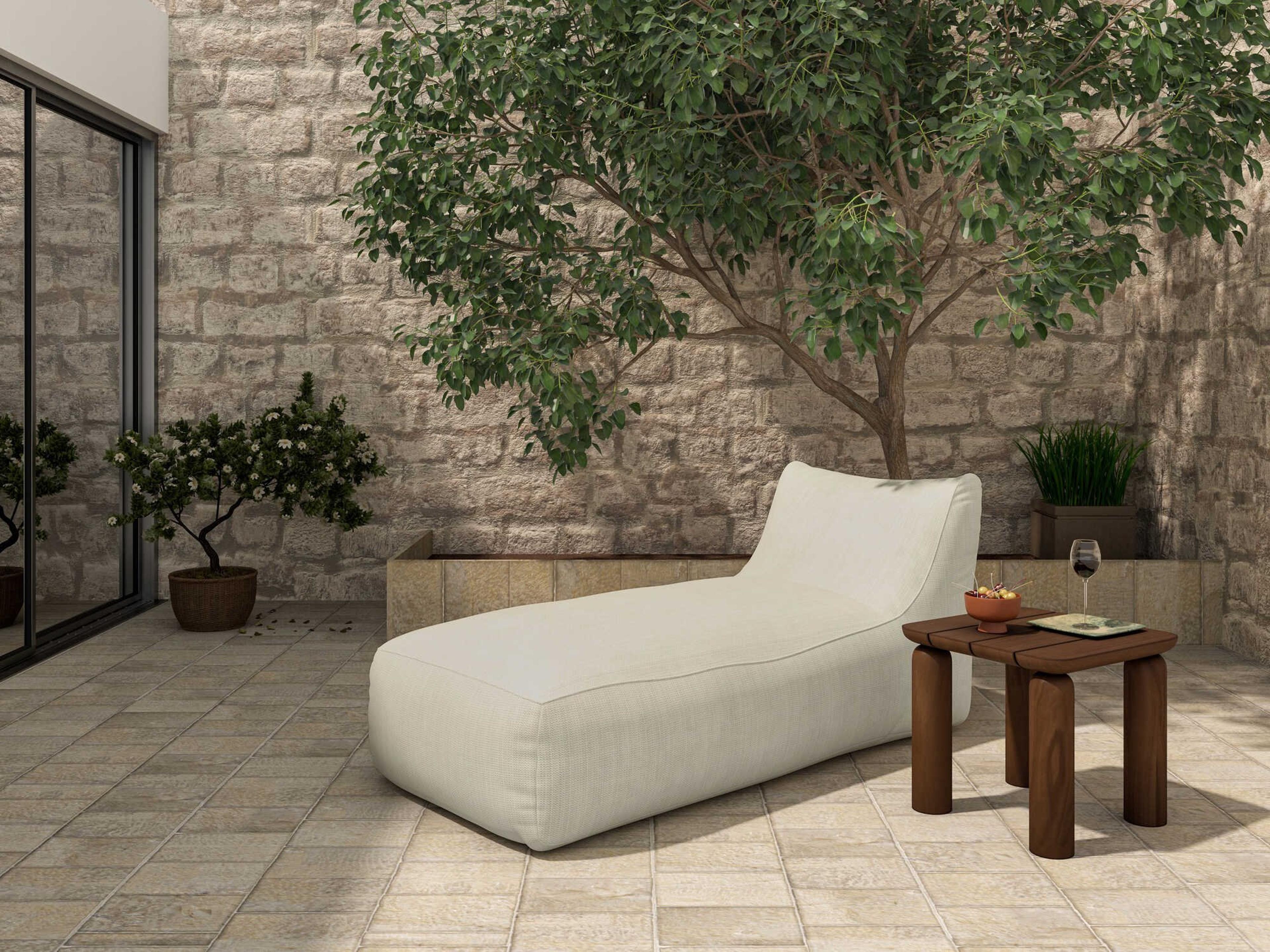 Moe's Home Outdoor Lirio Fabric Wood Lounge Set