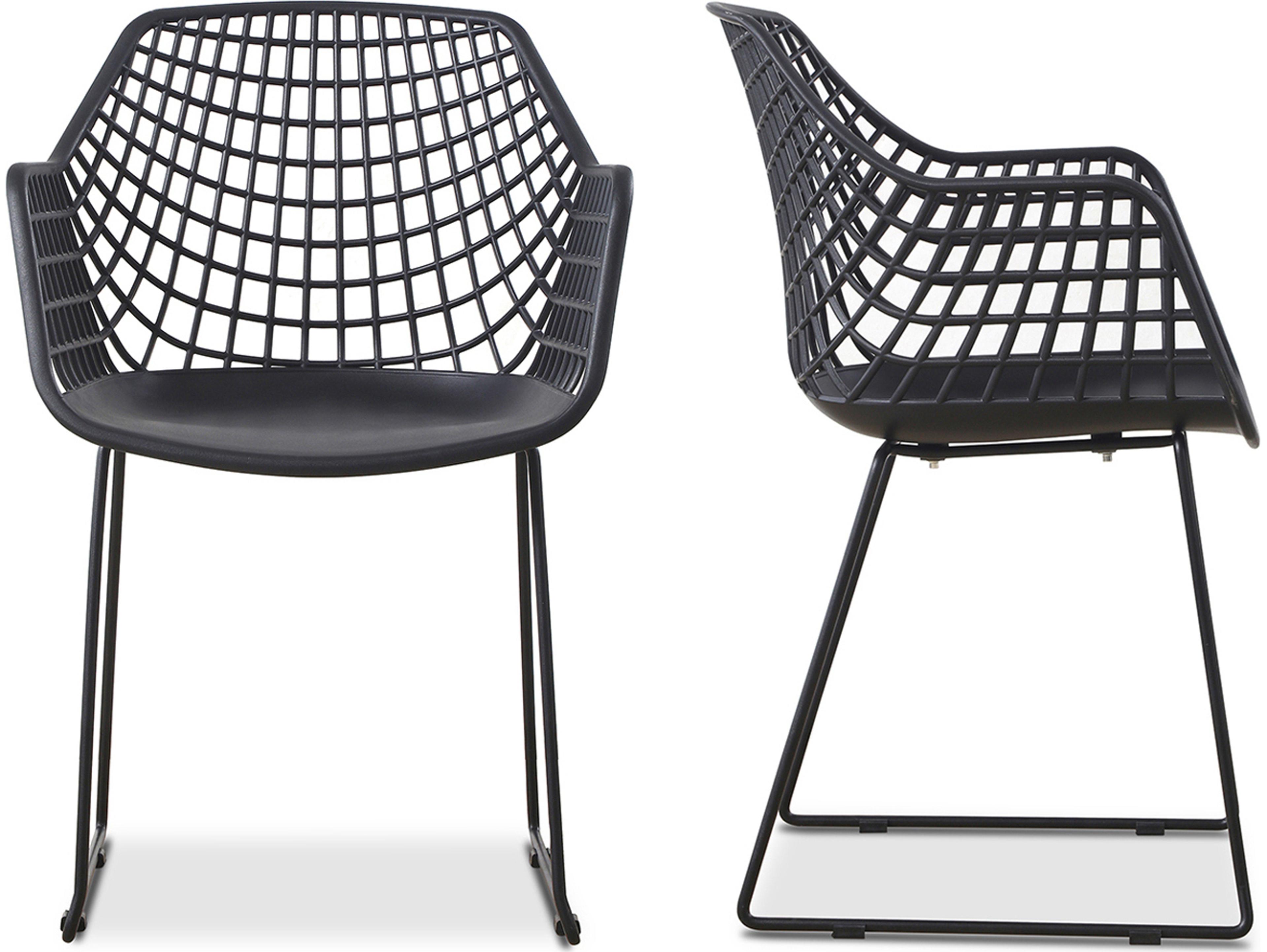 Moe's Home Outdoor Honolulu Black Arm Dining Chair - Set of Two