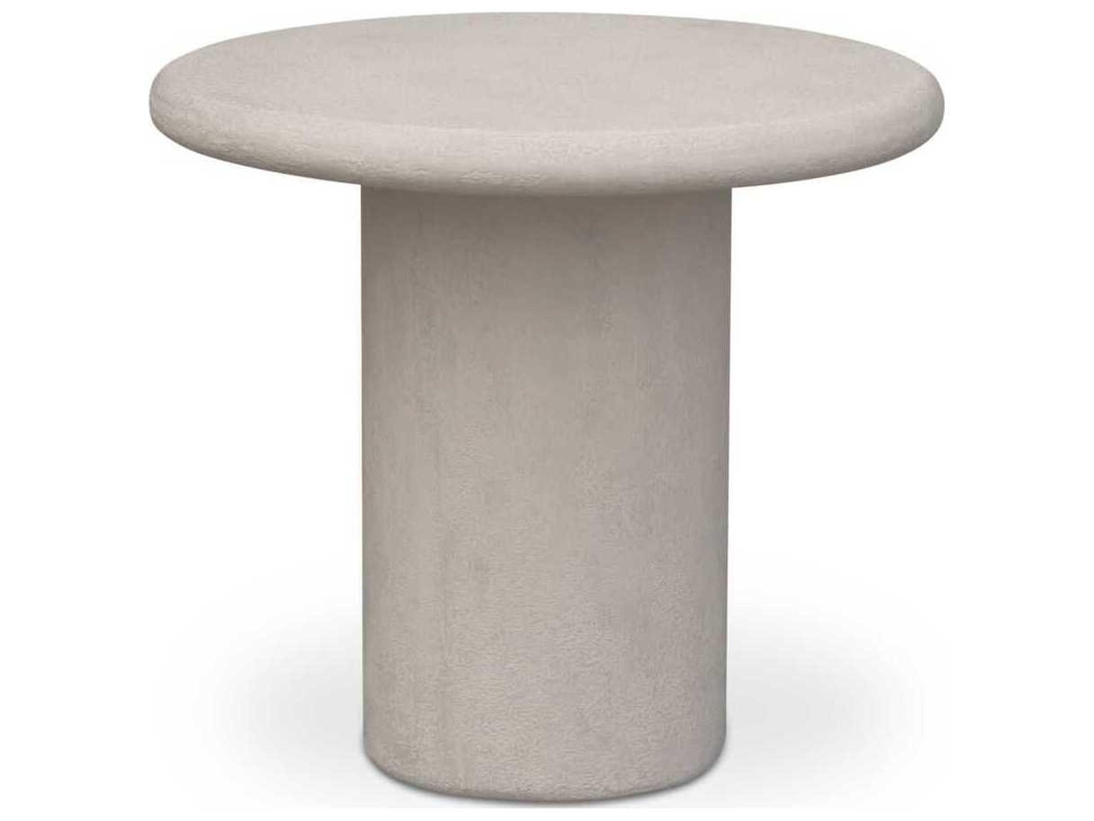 Moe's Home Outdoor Frida White Concrete Round End Table