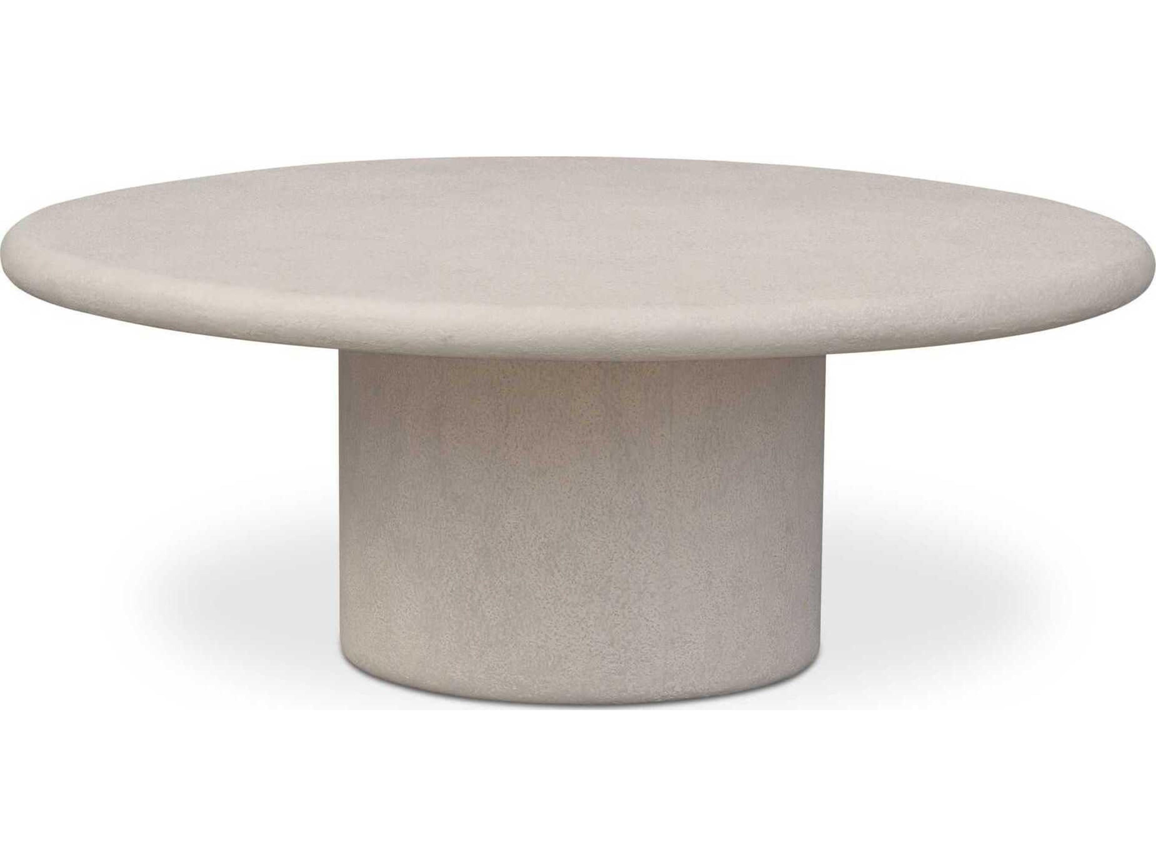 Moe's Home Outdoor Frida White Concrete Round Coffee Table