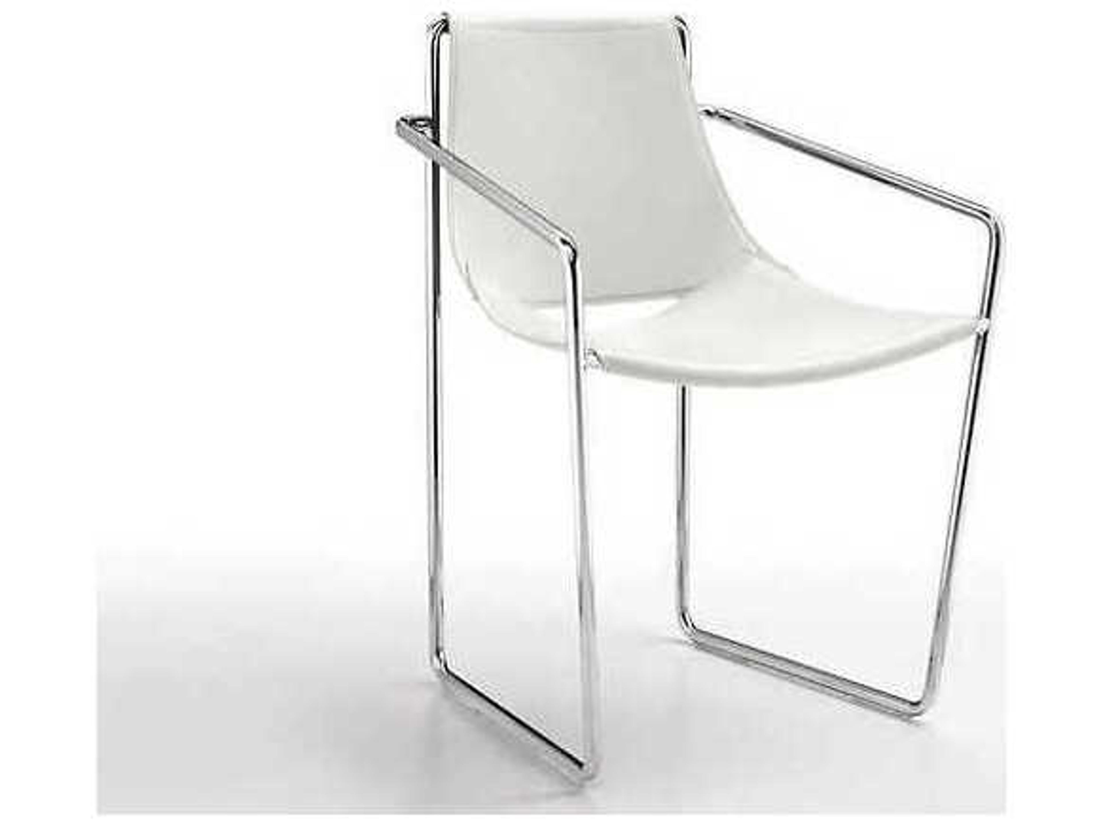 Midj Apelle White Leather Arm Dining Chair
