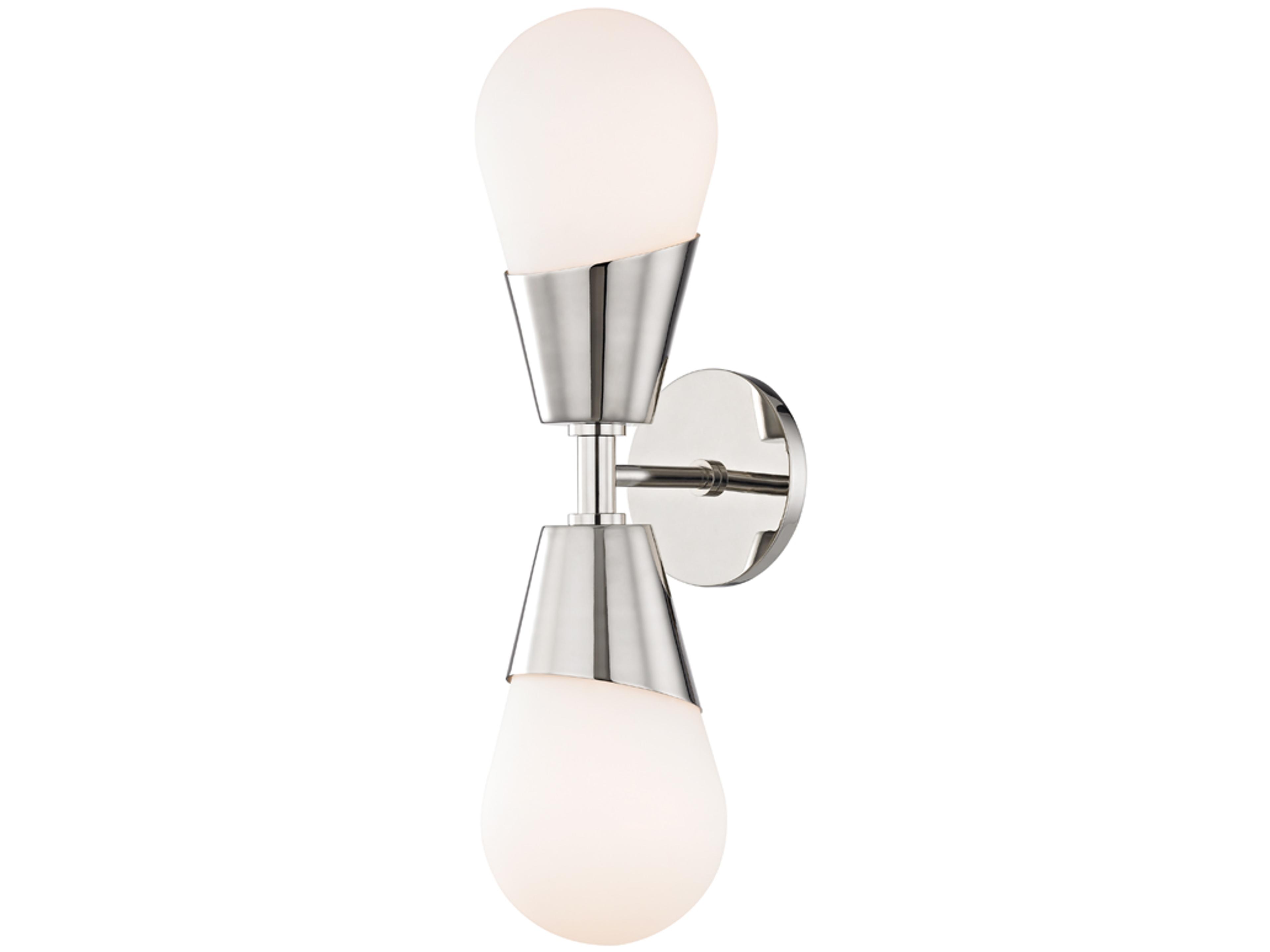 Cora 2-Light Polished Nickel Glass Wall Sconce