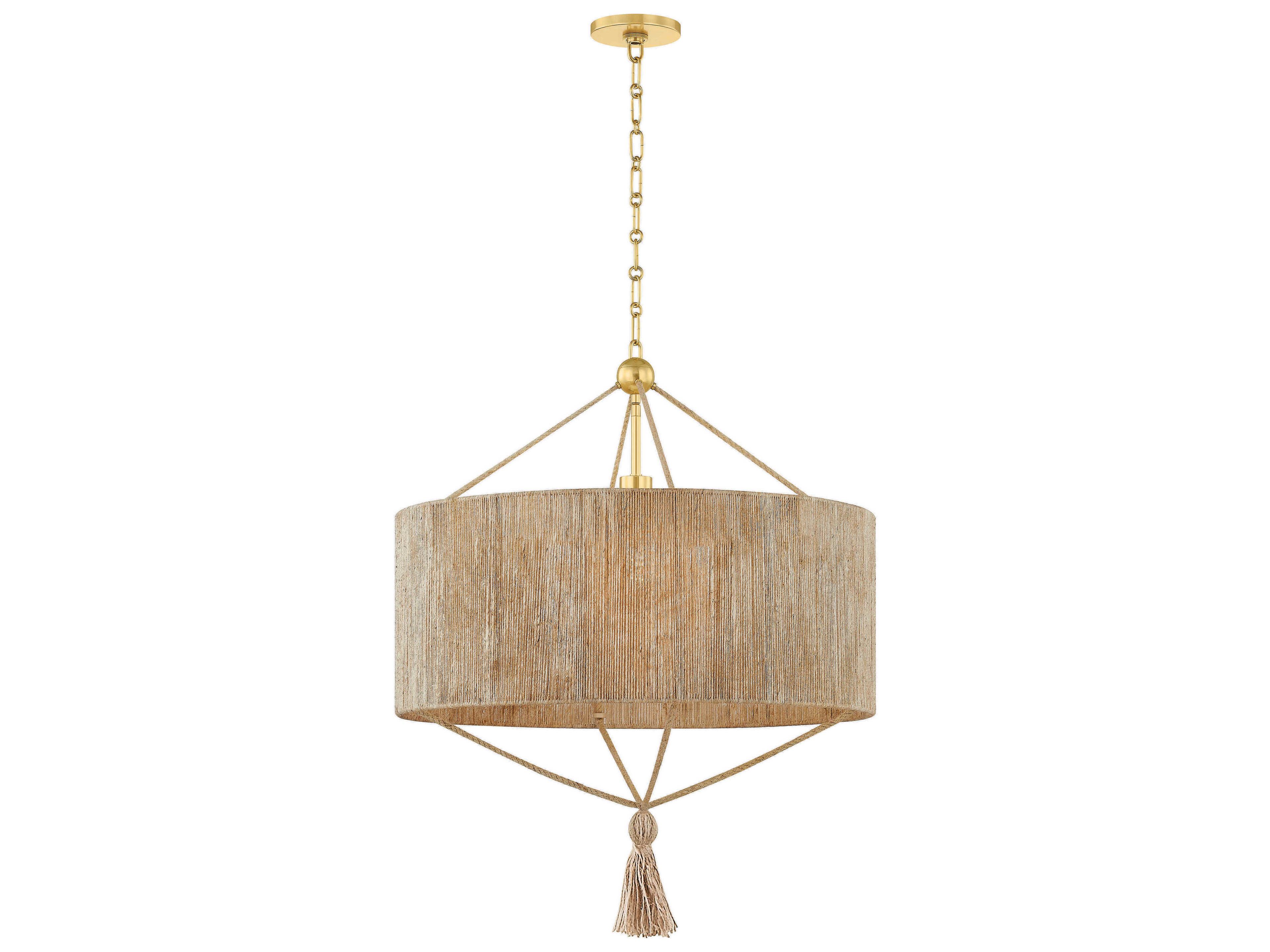 Mitzi Mandy Cheng Reyn 1-Light Aged Brass Drum Lantern Pendant