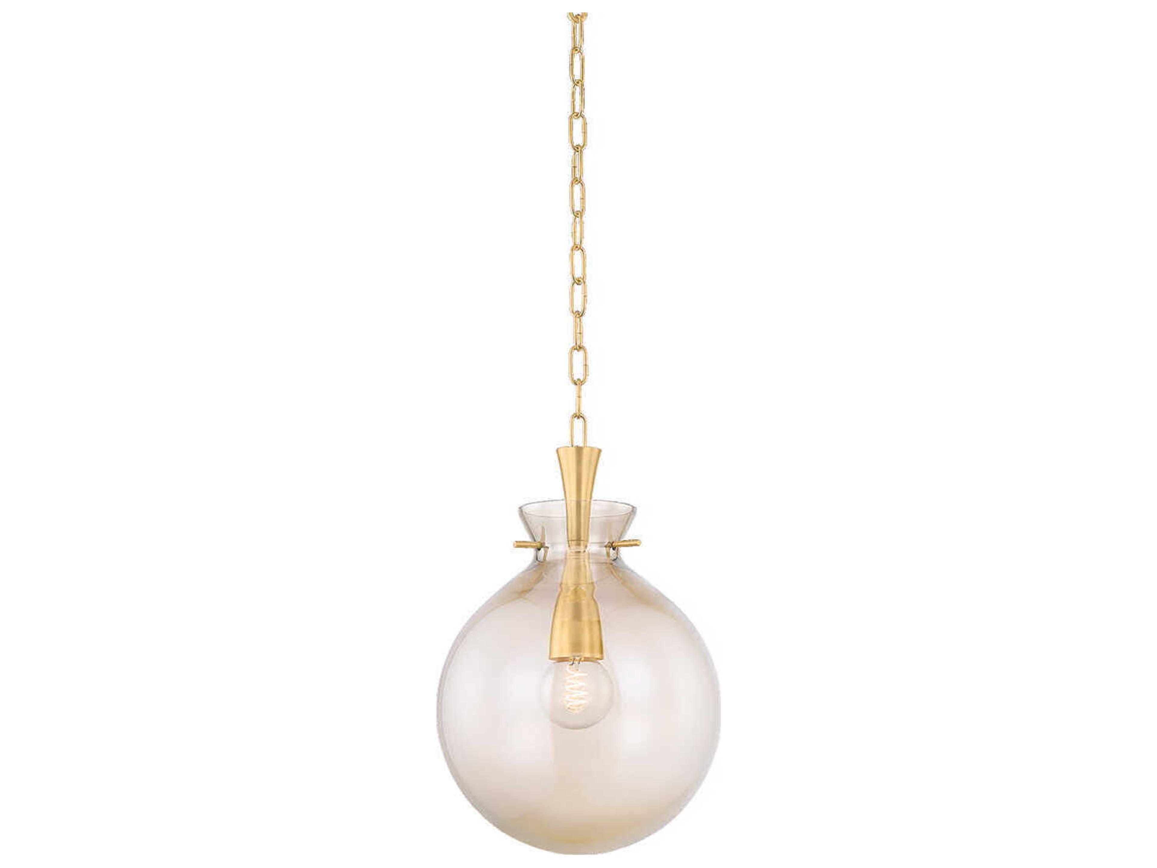 Mitzi Benita 1-Light Aged Brass Globe Mini Pendant