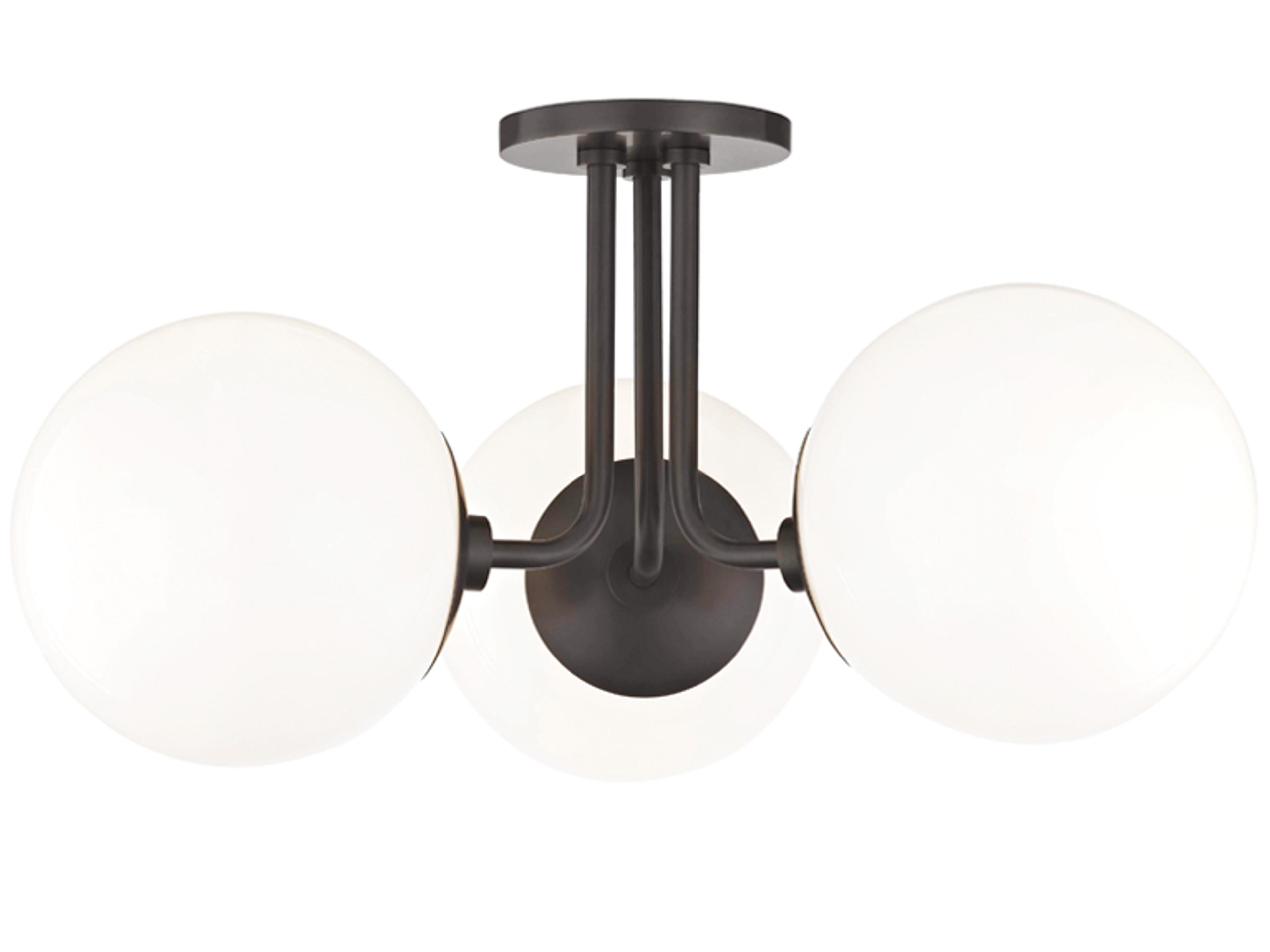 Mitzi Stella 3-Light Old Bronze Glass Globe Semi Flush Mount