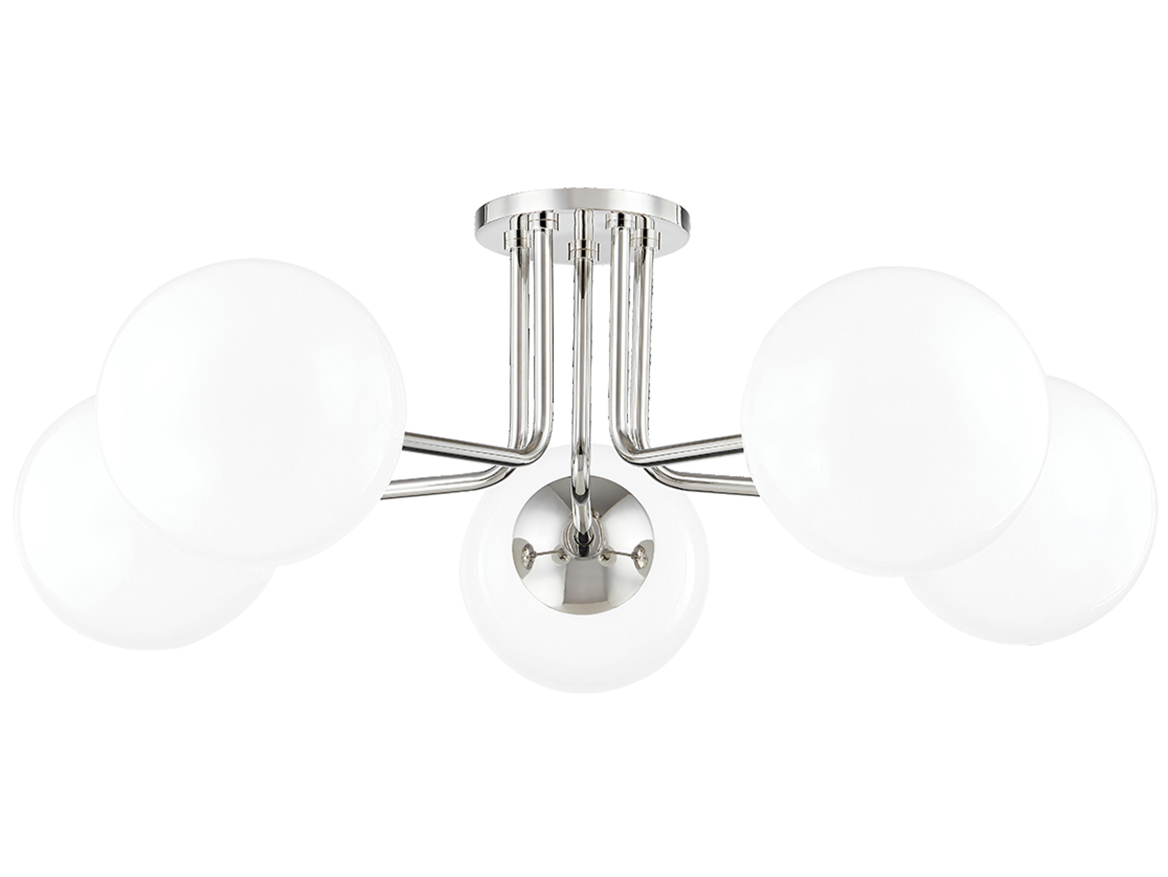 Mitzi Stella 5-Light Polished Nickel Glass Globe Semi Flush Mount