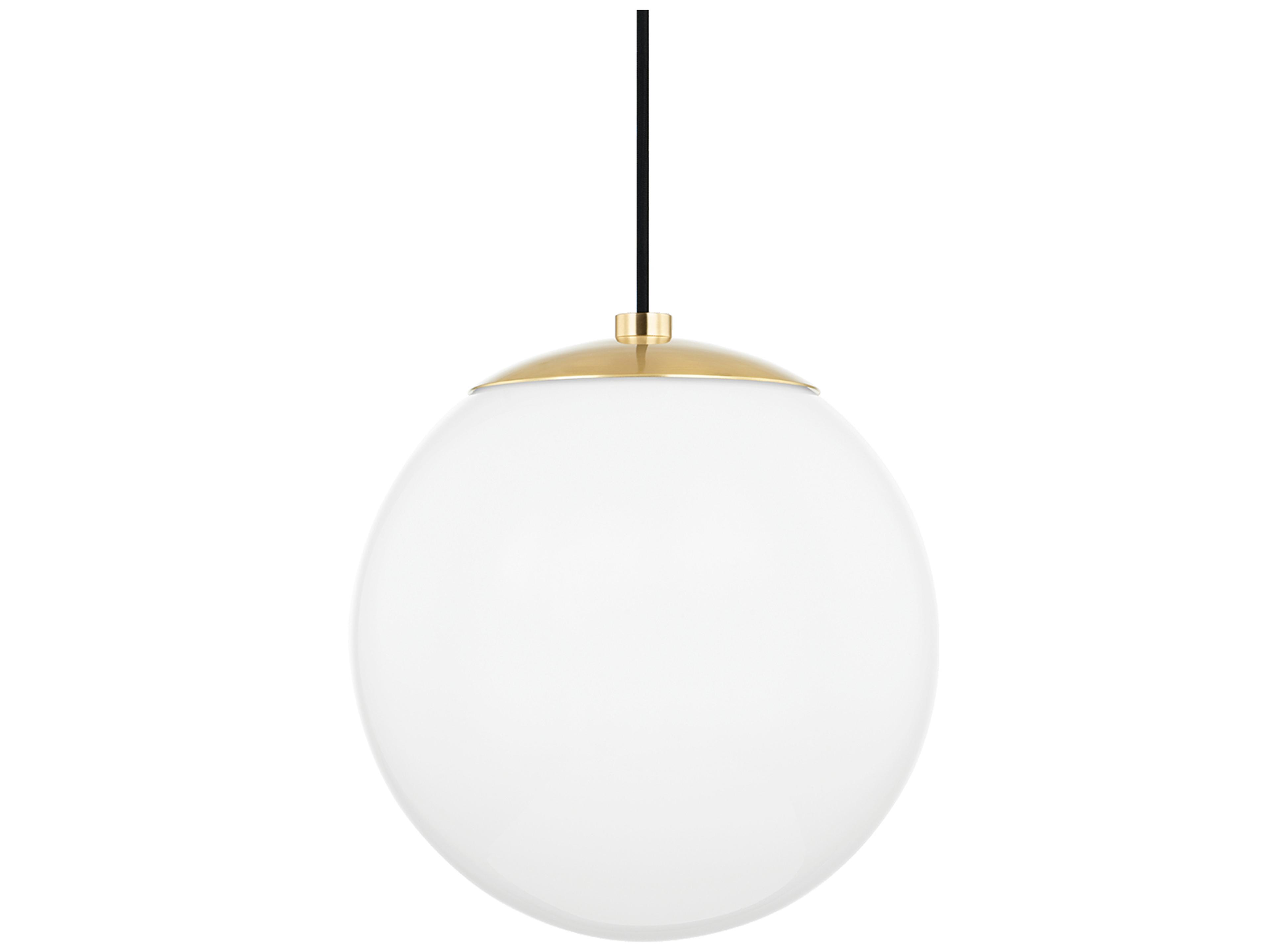 Mitzi Stella 1-Light Aged Brass White Glass Globe Mini Pendant