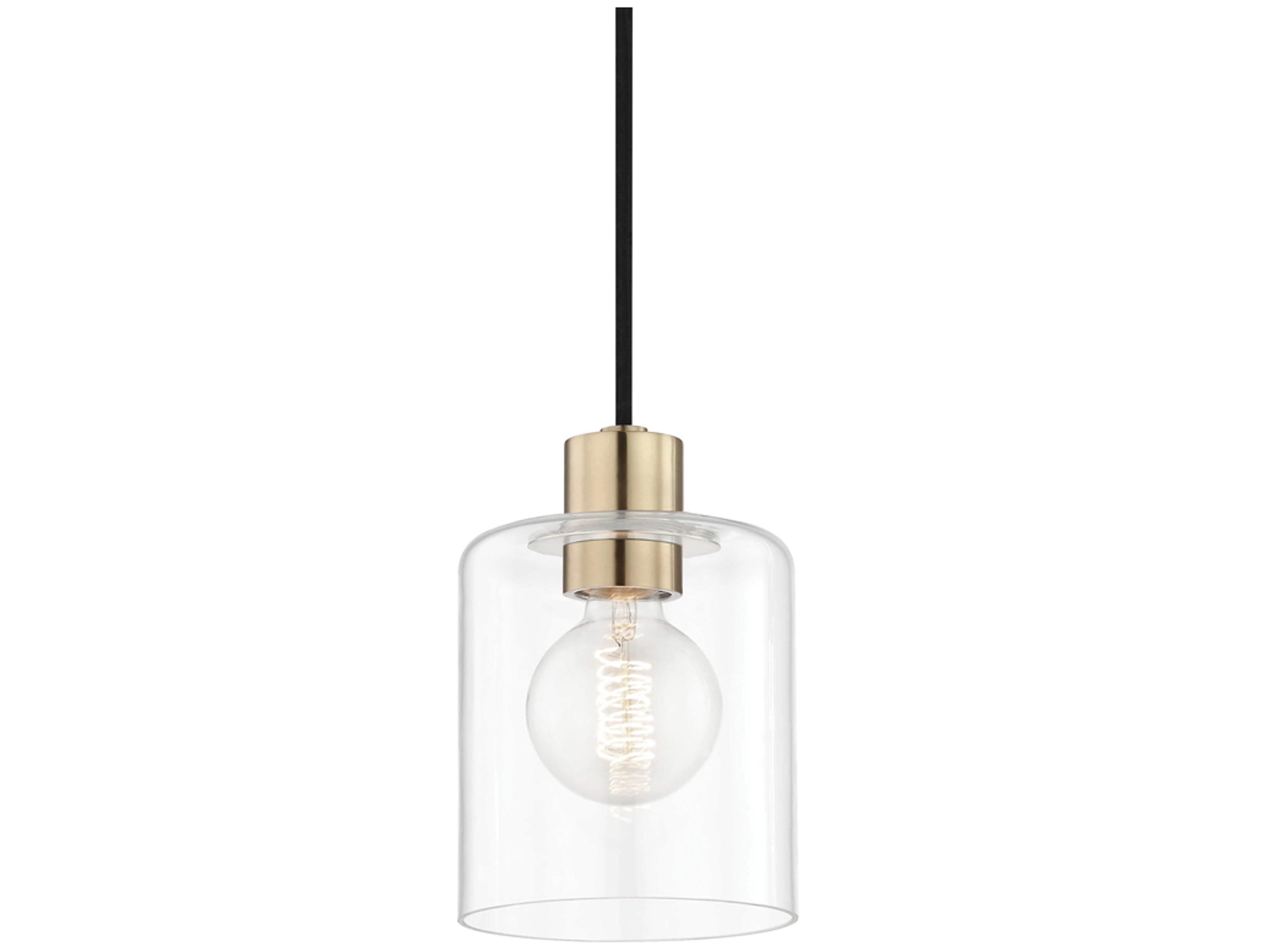 Mitzi Neko 1-Light Aged Brass Clear Glass Cylinder Mini Pendant